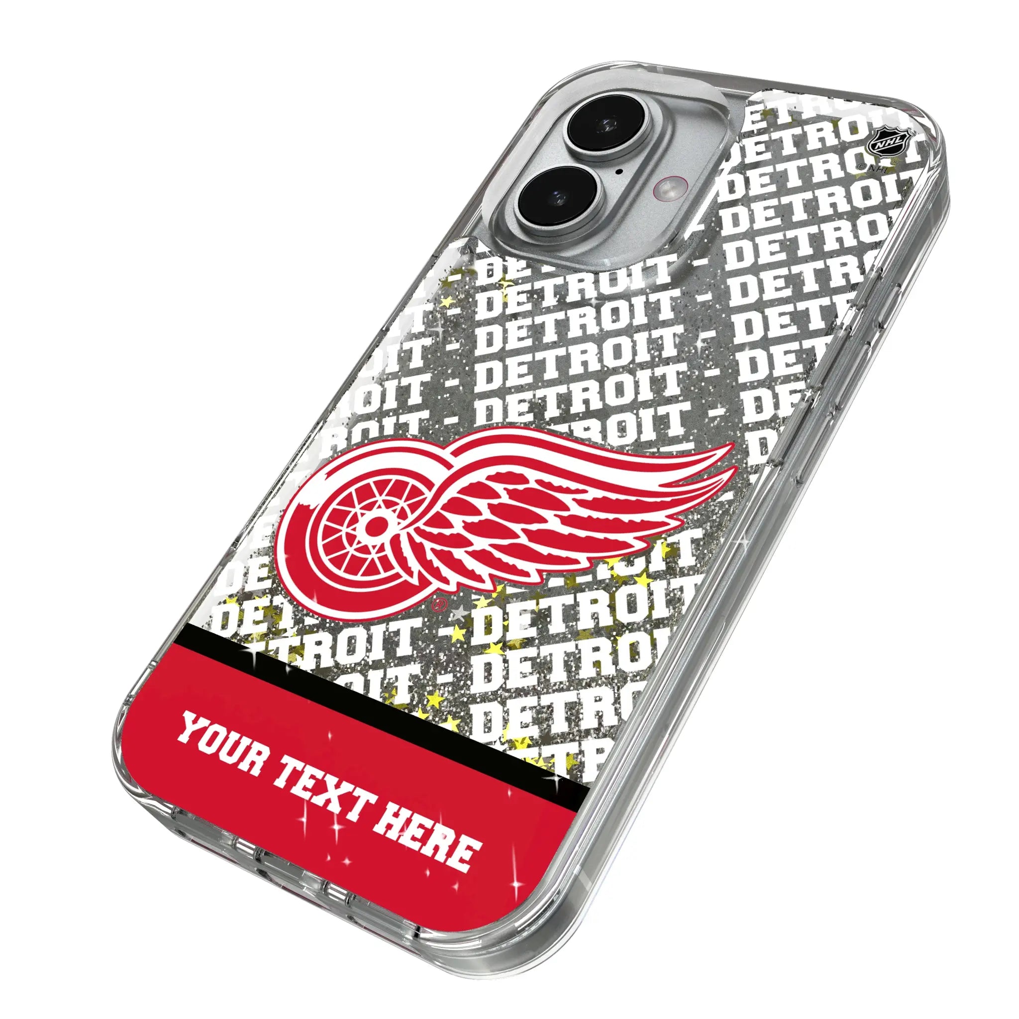 Detroit Red Wings Personalized EndZone Plus iPhone Glitter Phone Case for Apple iPhone - Isometric View