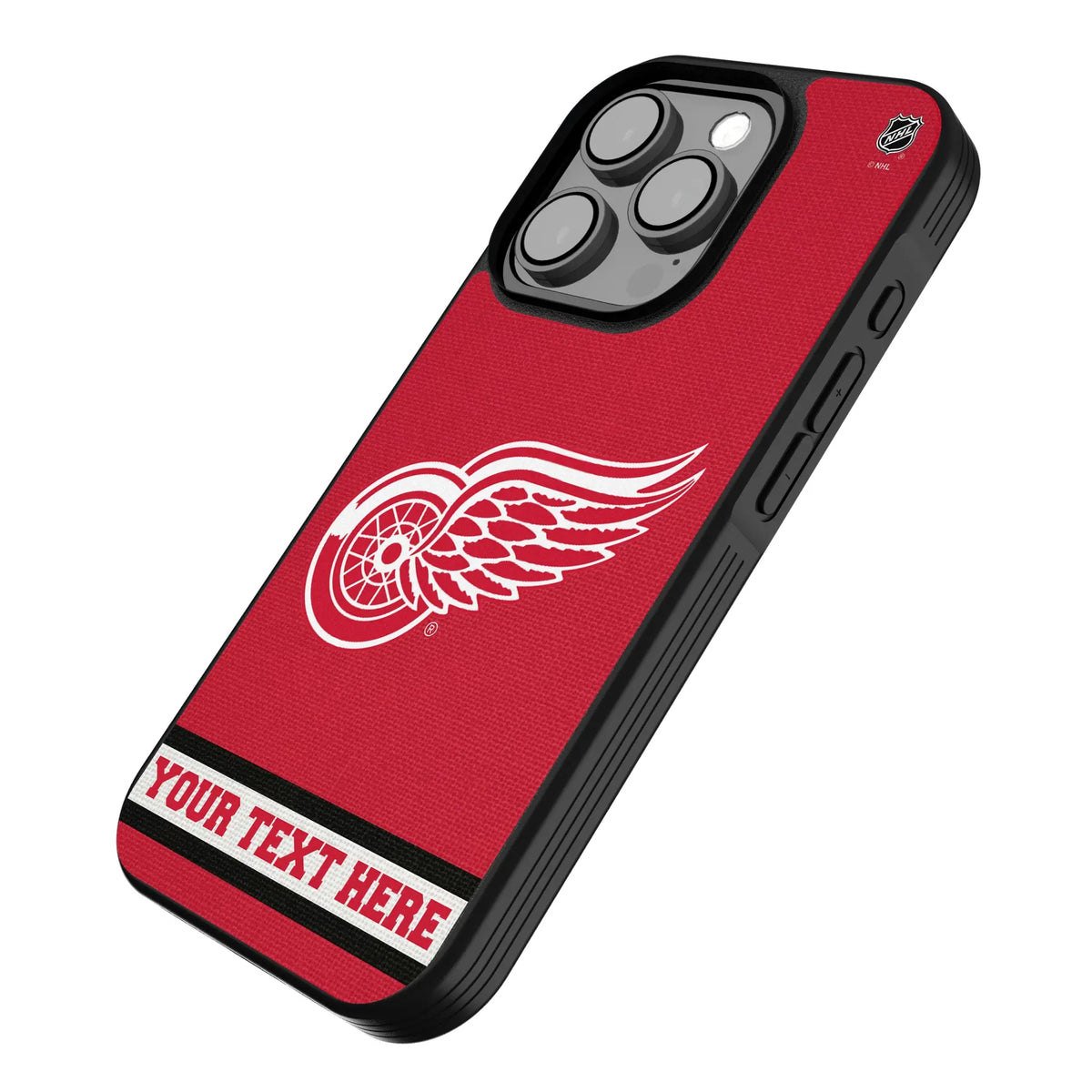 Detroit Red Wings Personalized Stripe iPhone Bump Phone Case for Apple iPhone - Isometric View