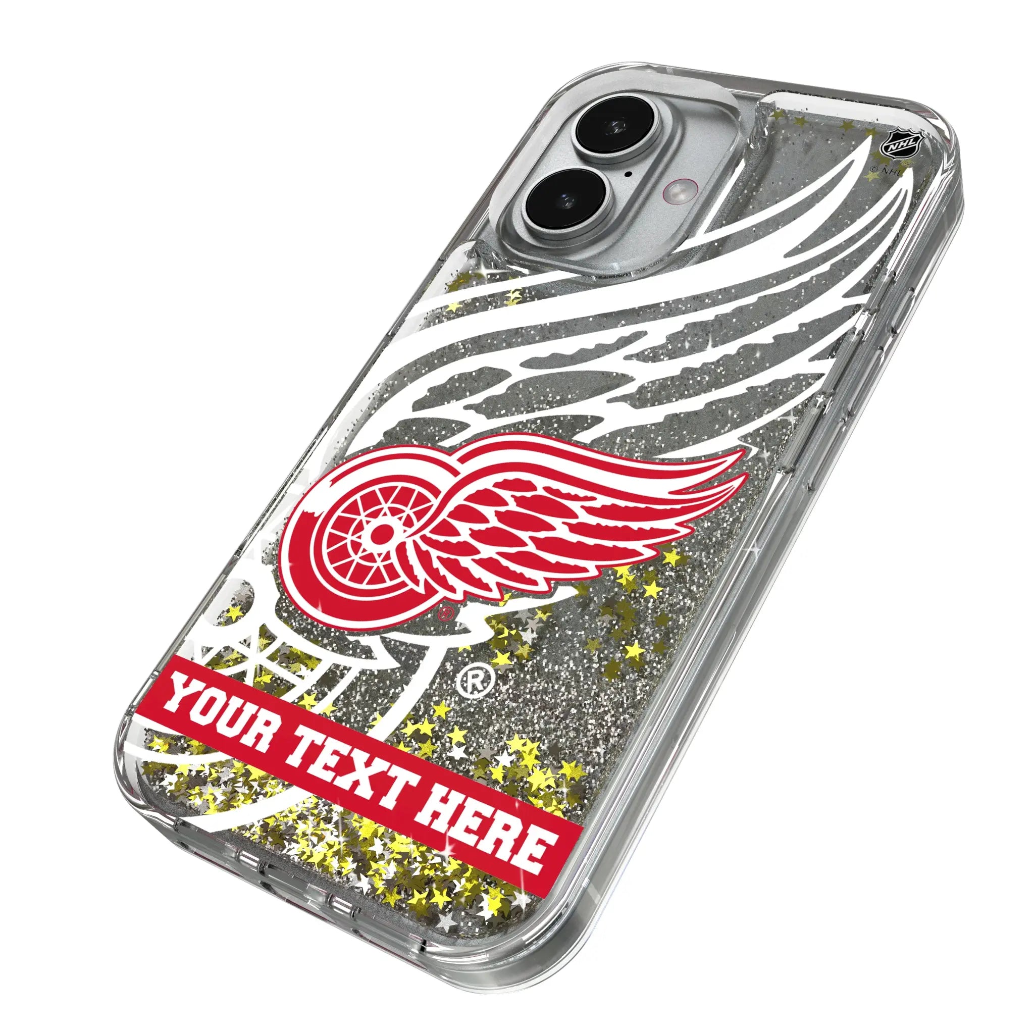 Detroit Red Wings Personalized Tilt iPhone Glitter Phone Case for Apple iPhone - Isometric View