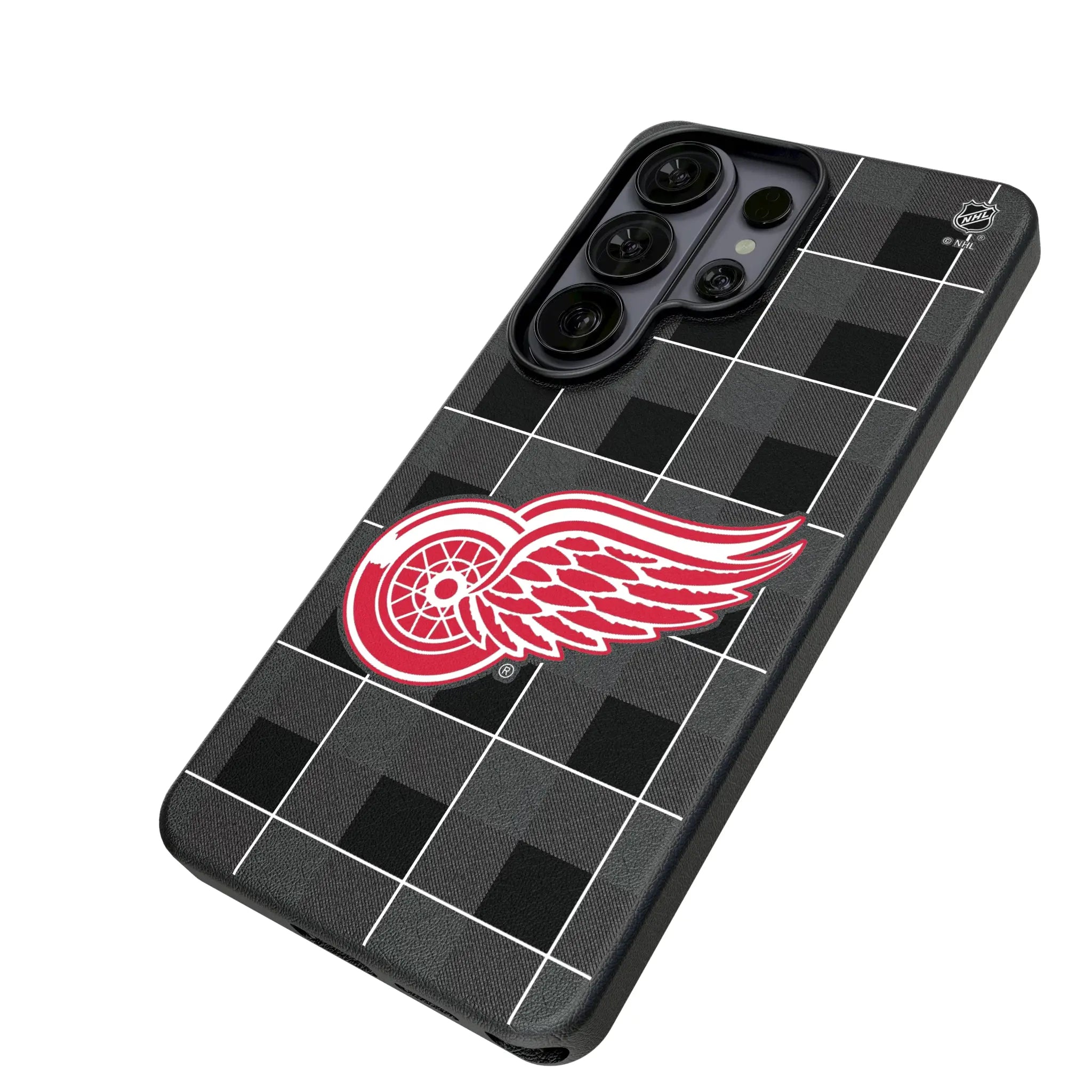 Detroit Red Wings Plaid Galaxy MagSafe Compatible Phone Case for Samsung Galaxy - Isometric View#Device_Galaxy S26 Ultra