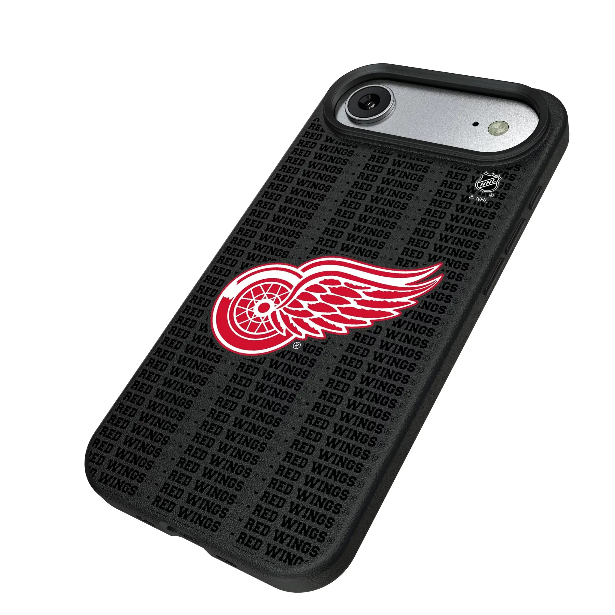 Detroit Red Wings Text Backdrop iPhone MagSafe Compatible Phone Case for Apple iPhone - Isometric View#Device_iPhone Air