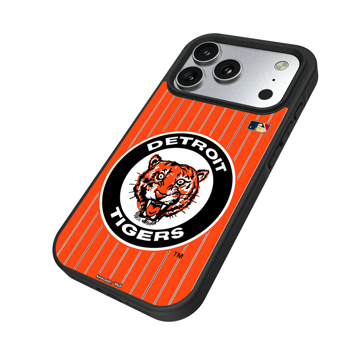 Detroit Tigers 1961-1963 - Cooperstown Collection Pinstripe iPhone Bump Phone Case for Apple iPhone - Isometric View#Device_iPhone 17 Pro