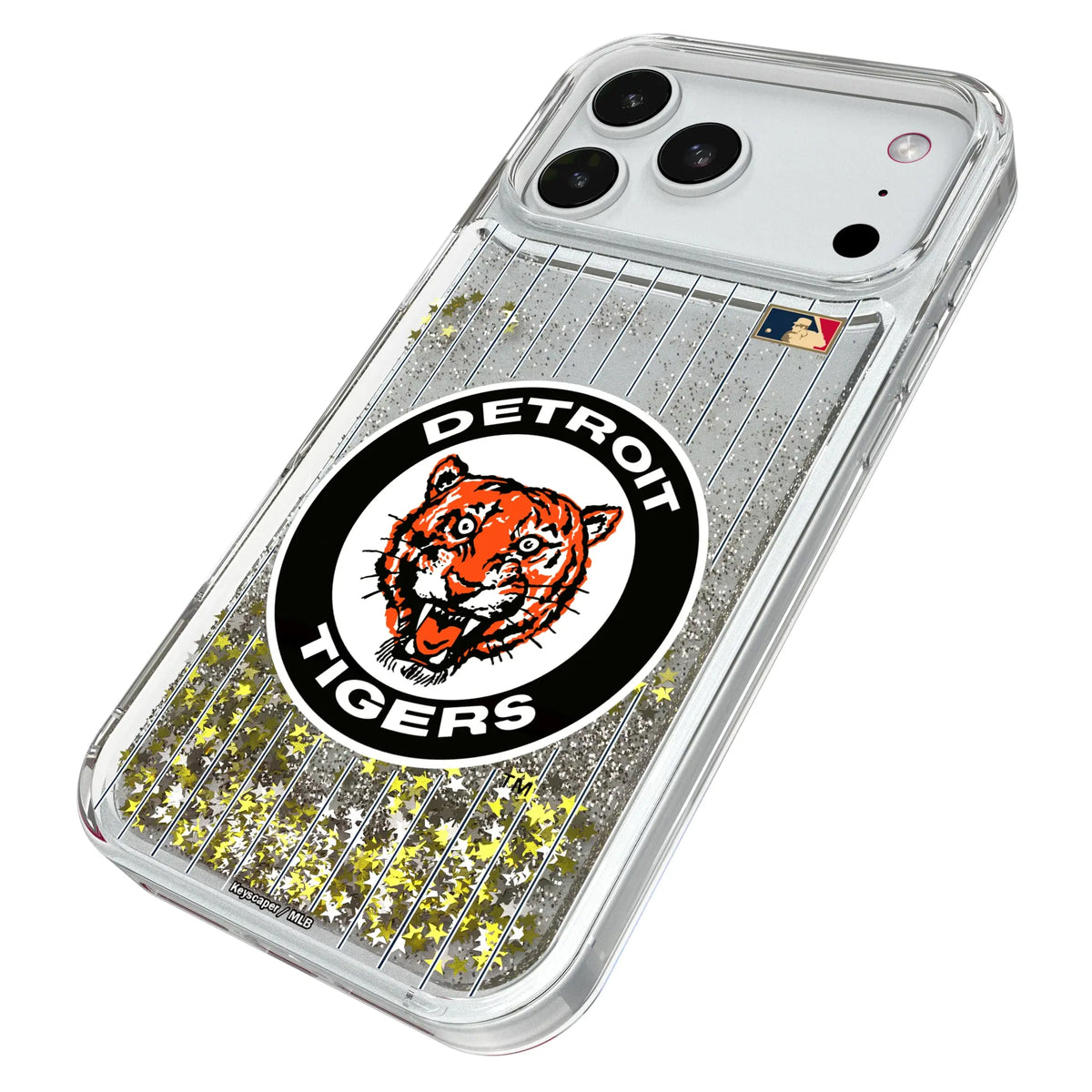 Detroit Tigers 1961-1963 - Cooperstown Collection Pinstripe iPhone Glitter Phone Case for Apple iPhone - Isometric View#Device_iPhone 18 Pro Max