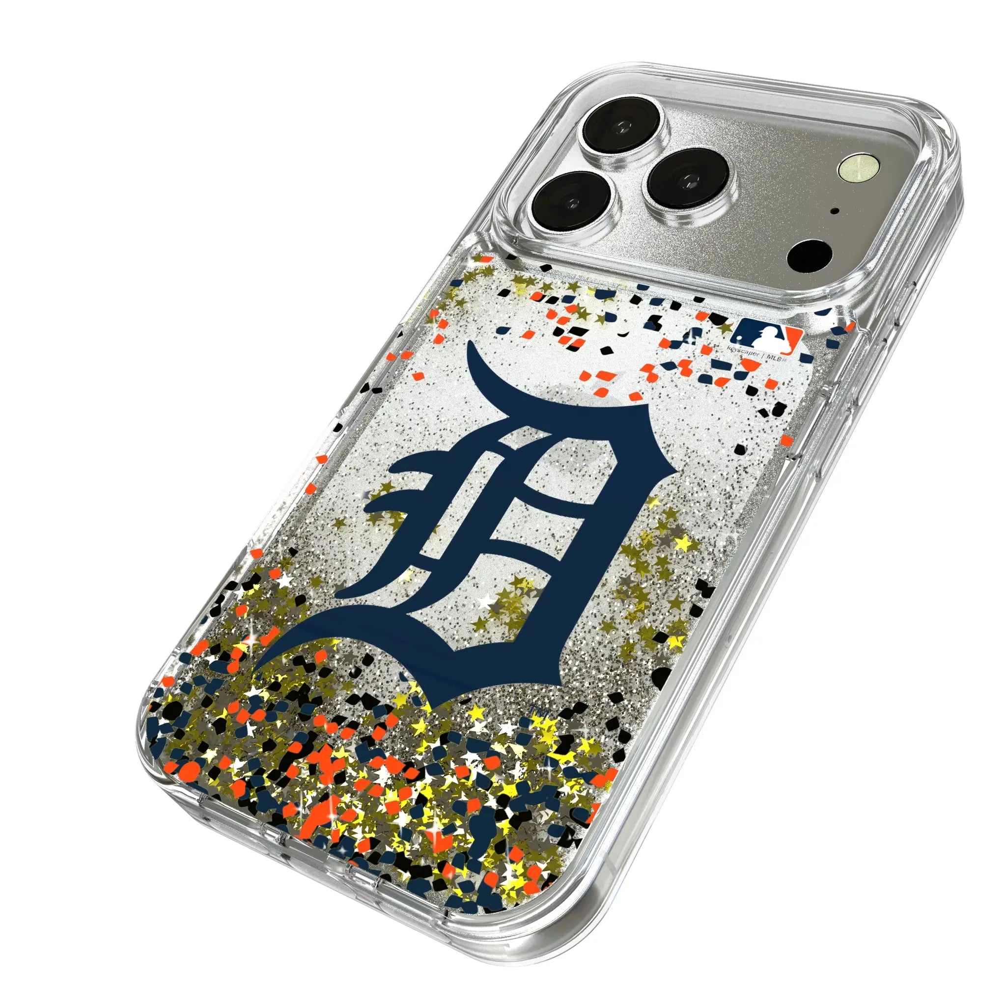 Detroit Tigers Confetti iPhone Glitter Phone Case for Apple iPhone - Isometric View