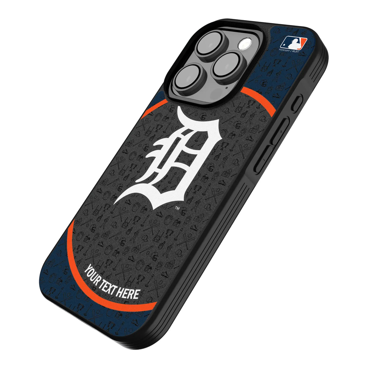 Detroit Tigers Personalized Circle iPhone Bump Phone Case for Apple iPhone - Isometric View