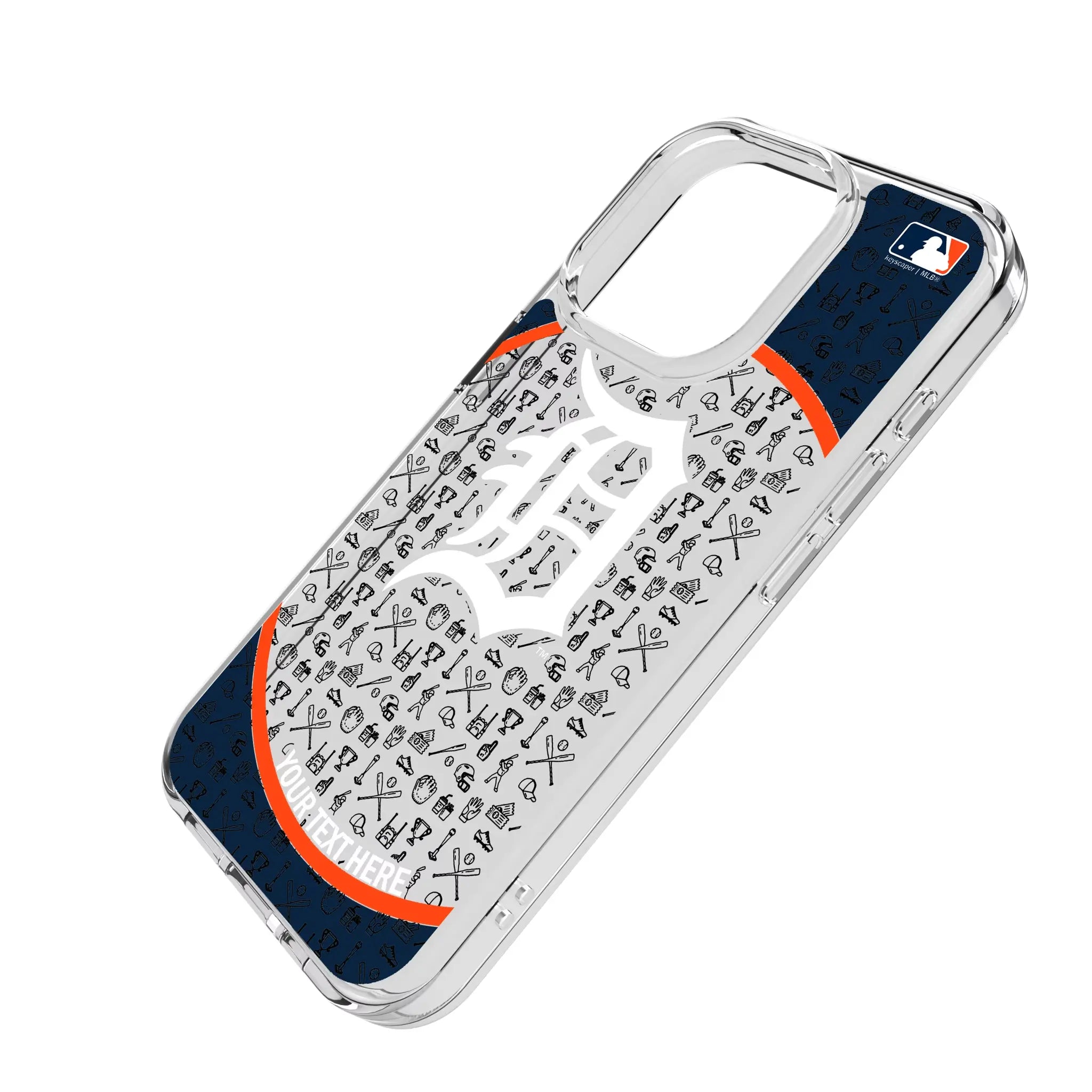Detroit Tigers Personalized Circle iPhone Clear Phone Case for Apple iPhone - Isometric View