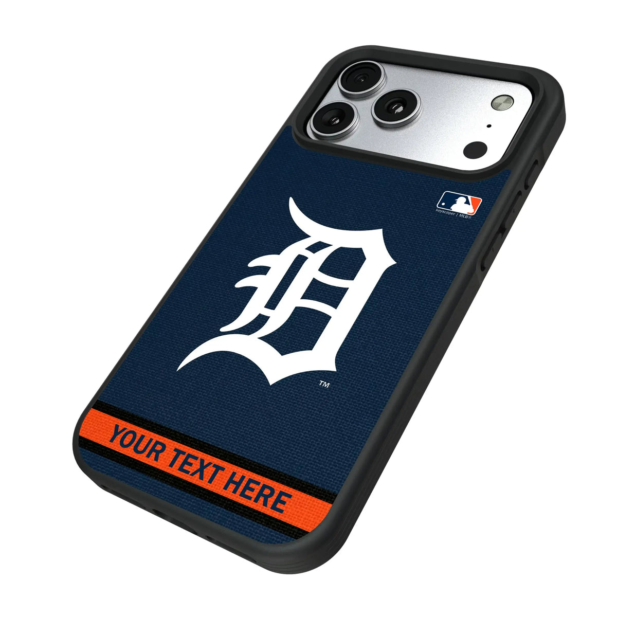 Detroit Tigers Personalized Stripe iPhone Bump Phone Case for Apple iPhone - Isometric View#Device_iPhone 17 Pro Max