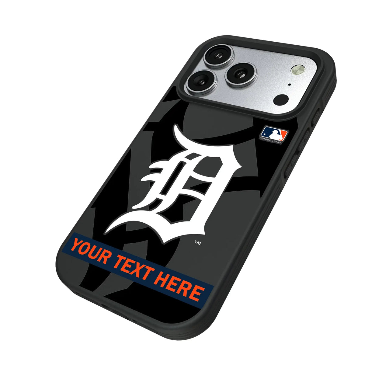Detroit Tigers Personalized Tilt iPhone Bump Phone Case for Apple iPhone - Isometric View#Device_iPhone 17 Pro
