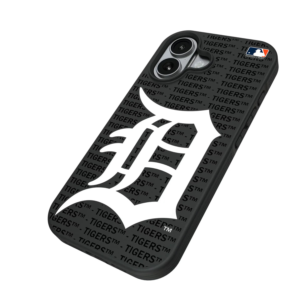 Detroit Tigers Text Backdrop iPhone Bump Phone Case for Apple iPhone - Isometric View#Device_iPhone 17