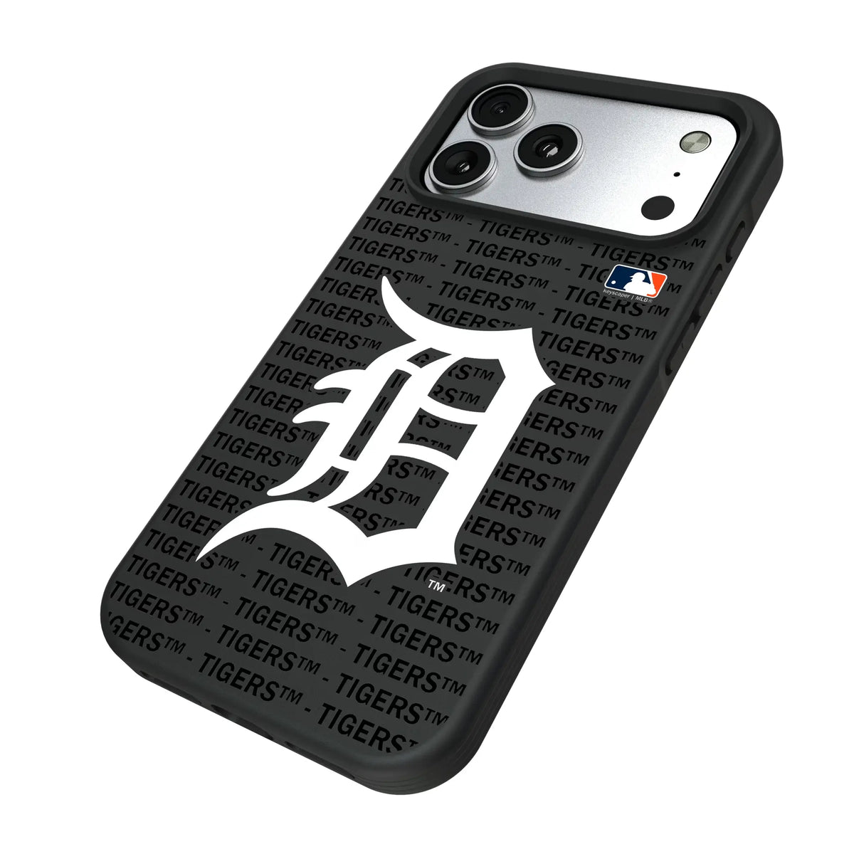 Detroit Tigers Text Backdrop iPhone Bump Phone Case for Apple iPhone - Isometric View#Device_iPhone 17 Pro Max