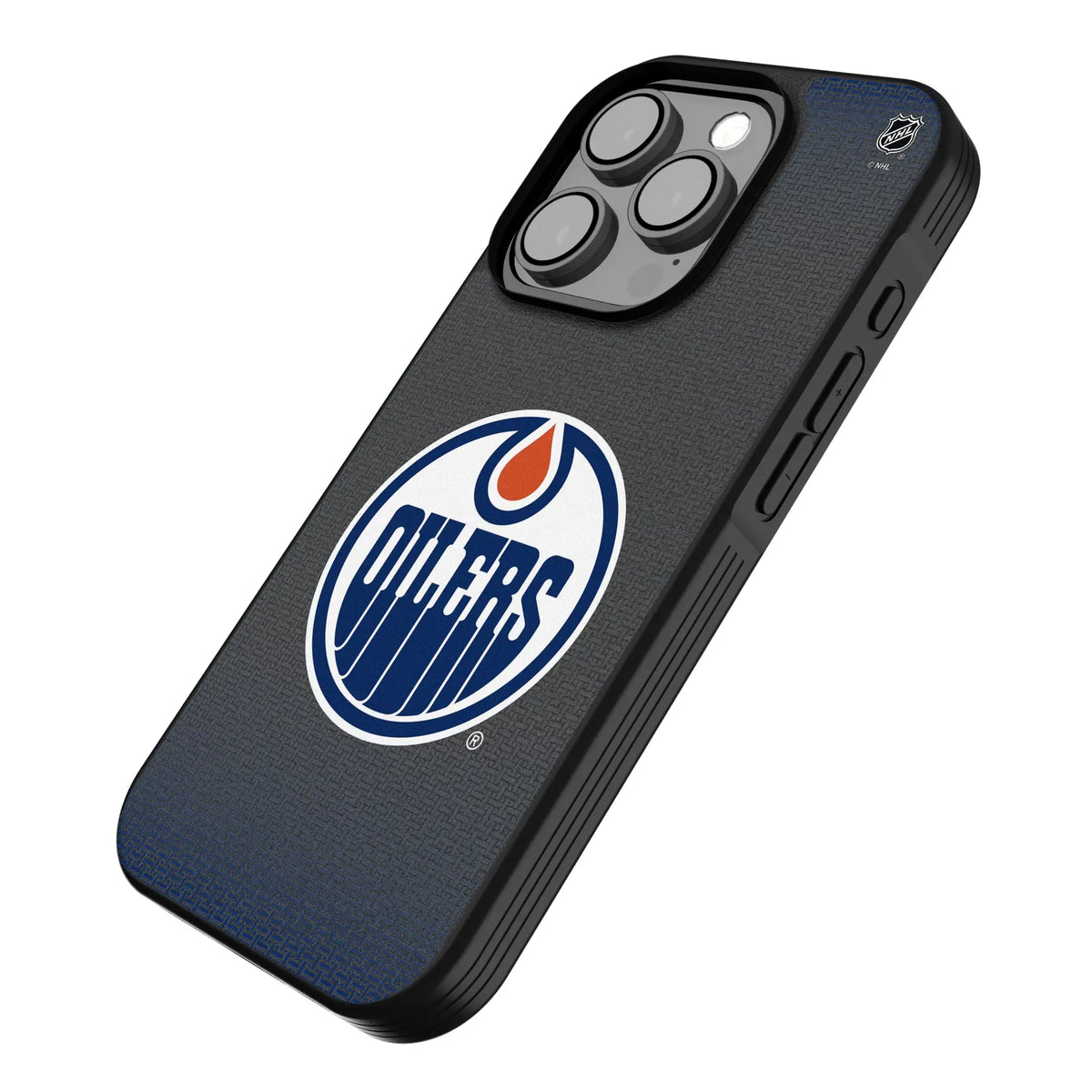 Edmonton Oilers Linen iPhone Bump Phone Case for Apple iPhone - Isometric View