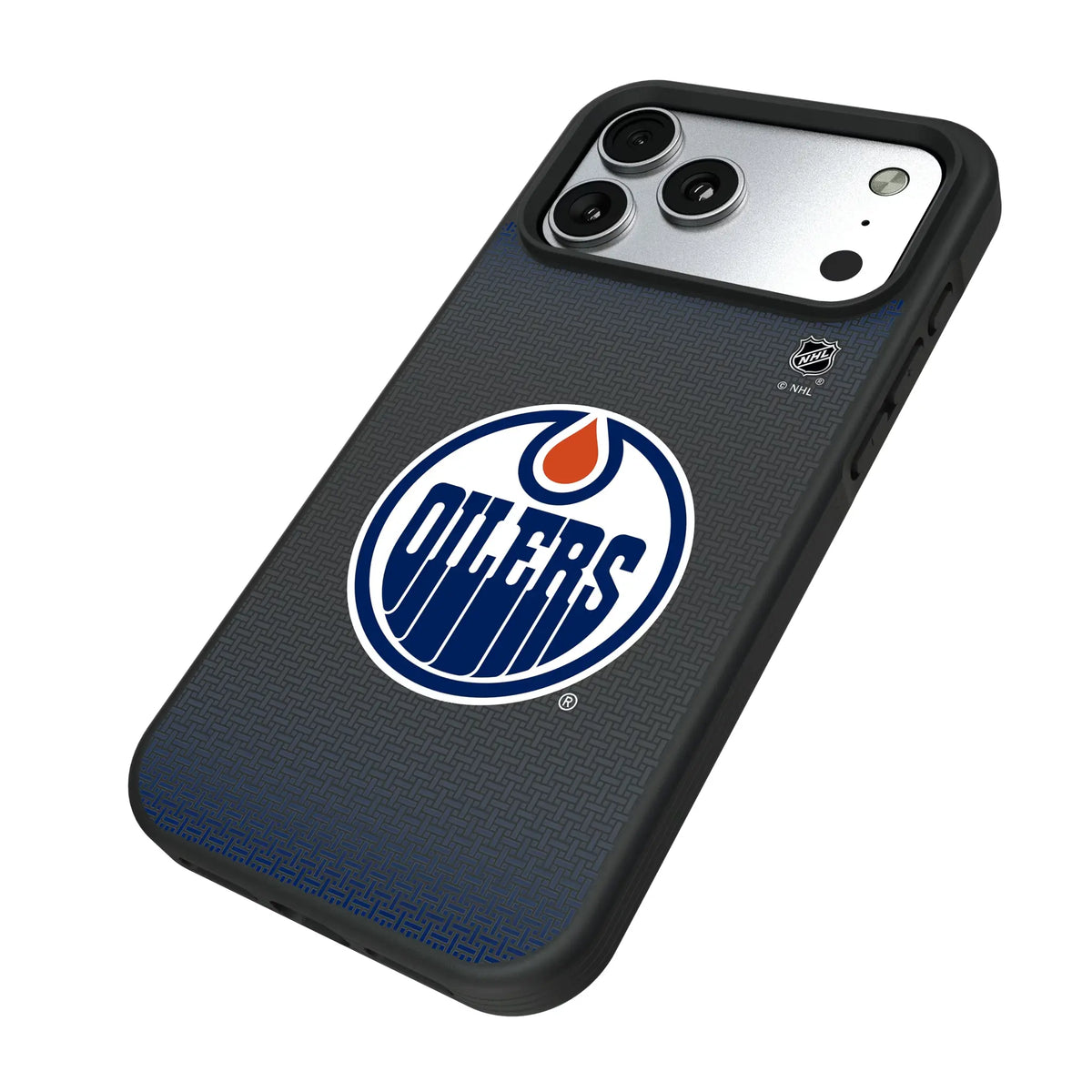 Edmonton Oilers Linen iPhone Bump Phone Case for Apple iPhone - Isometric View#Device_iPhone 17 Pro Max