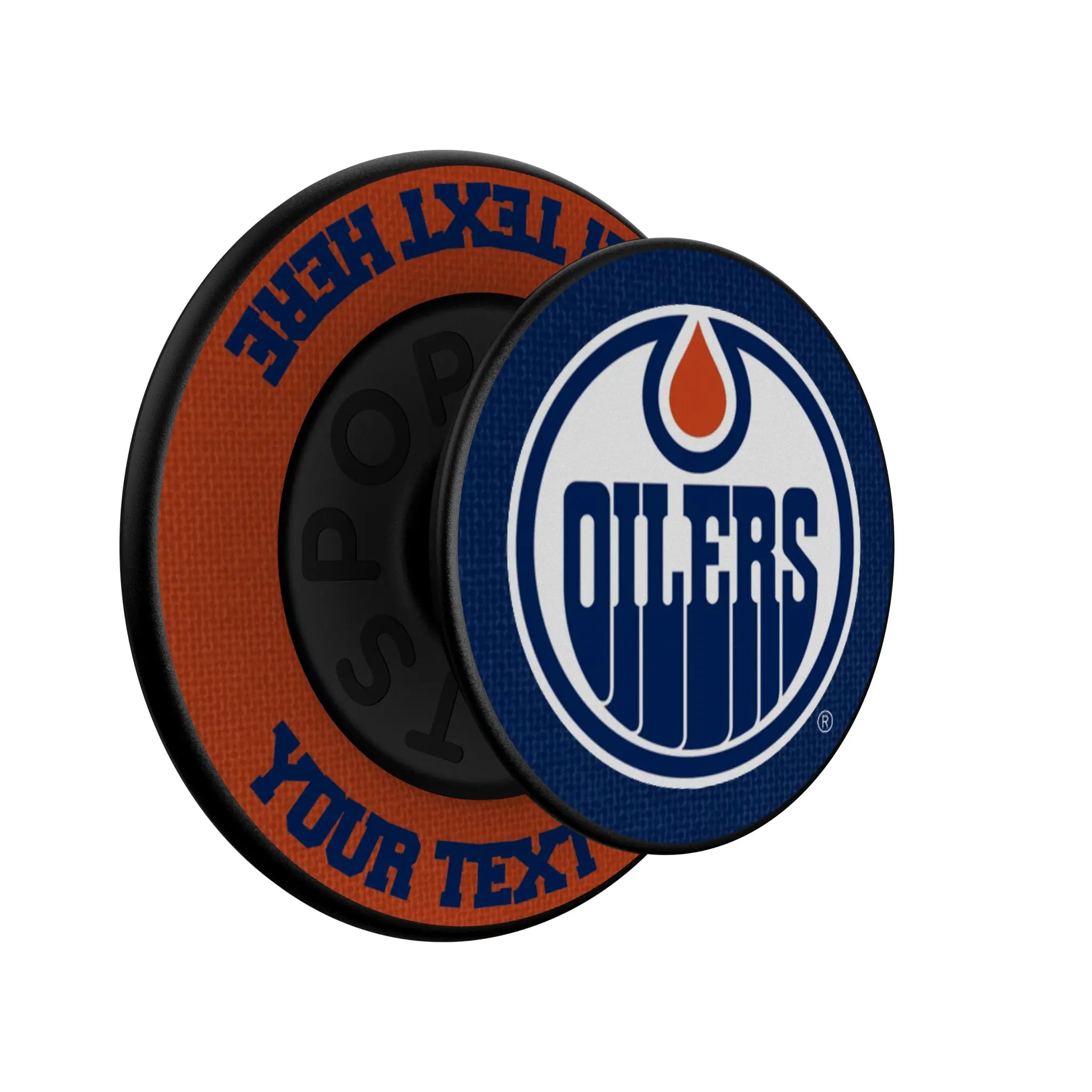 Edmonton Oilers Personalized Endzone Solid Popsockets Round Magnetic - Isometric View