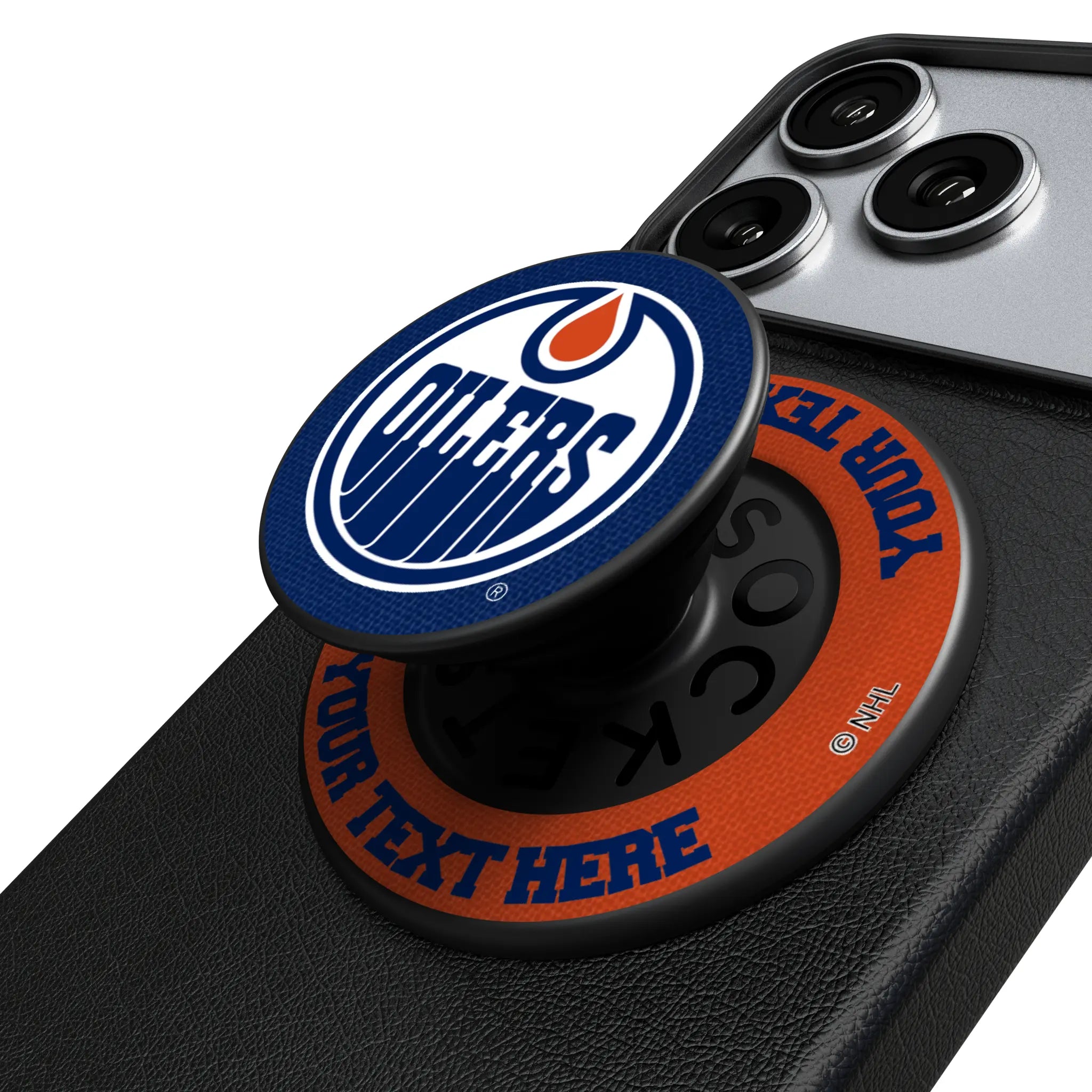 Edmonton Oilers Personalized Endzone Solid Popsockets Round Magnetic