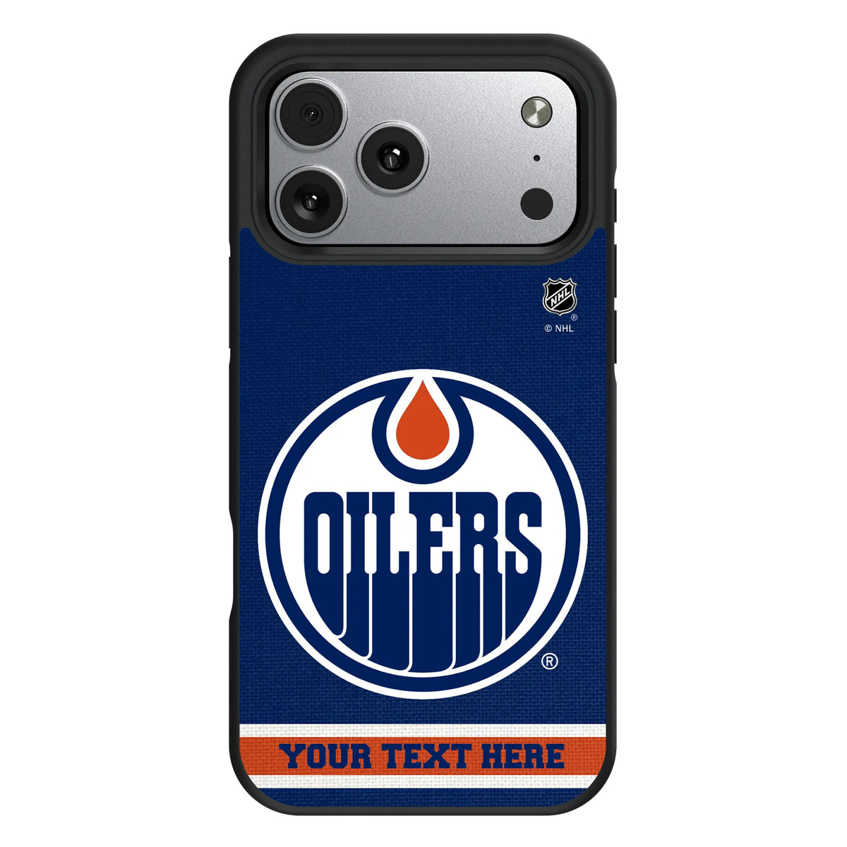 Edmonton Oilers Personalized Stripe iPhone Bump Phone Case for Apple iPhone#Device_iPhone 17 Pro Max
