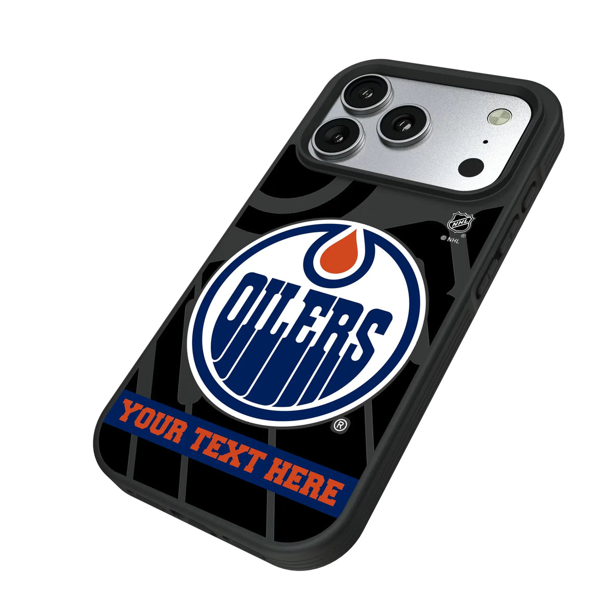 Edmonton Oilers Personalized Tilt iPhone Bump Phone Case for Apple iPhone - Isometric View#Device_iPhone 17 Pro