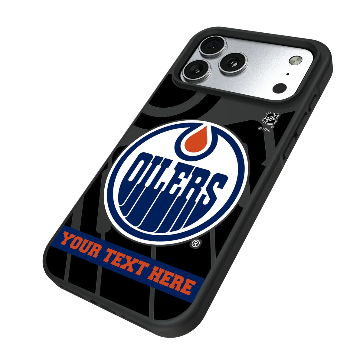 Edmonton Oilers Personalized Tilt iPhone Bump Phone Case for Apple iPhone - Isometric View#Device_iPhone 17 Pro Max