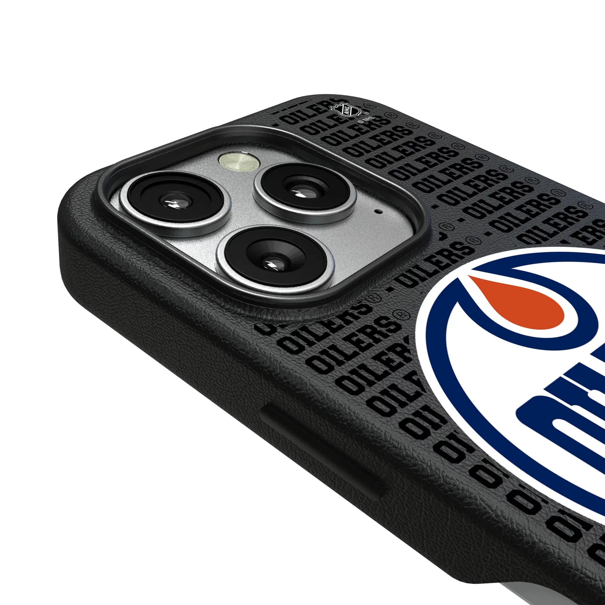Edmonton Oilers Text Backdrop iPhone MagSafe Compatible Phone Case for Apple iPhone - Detail