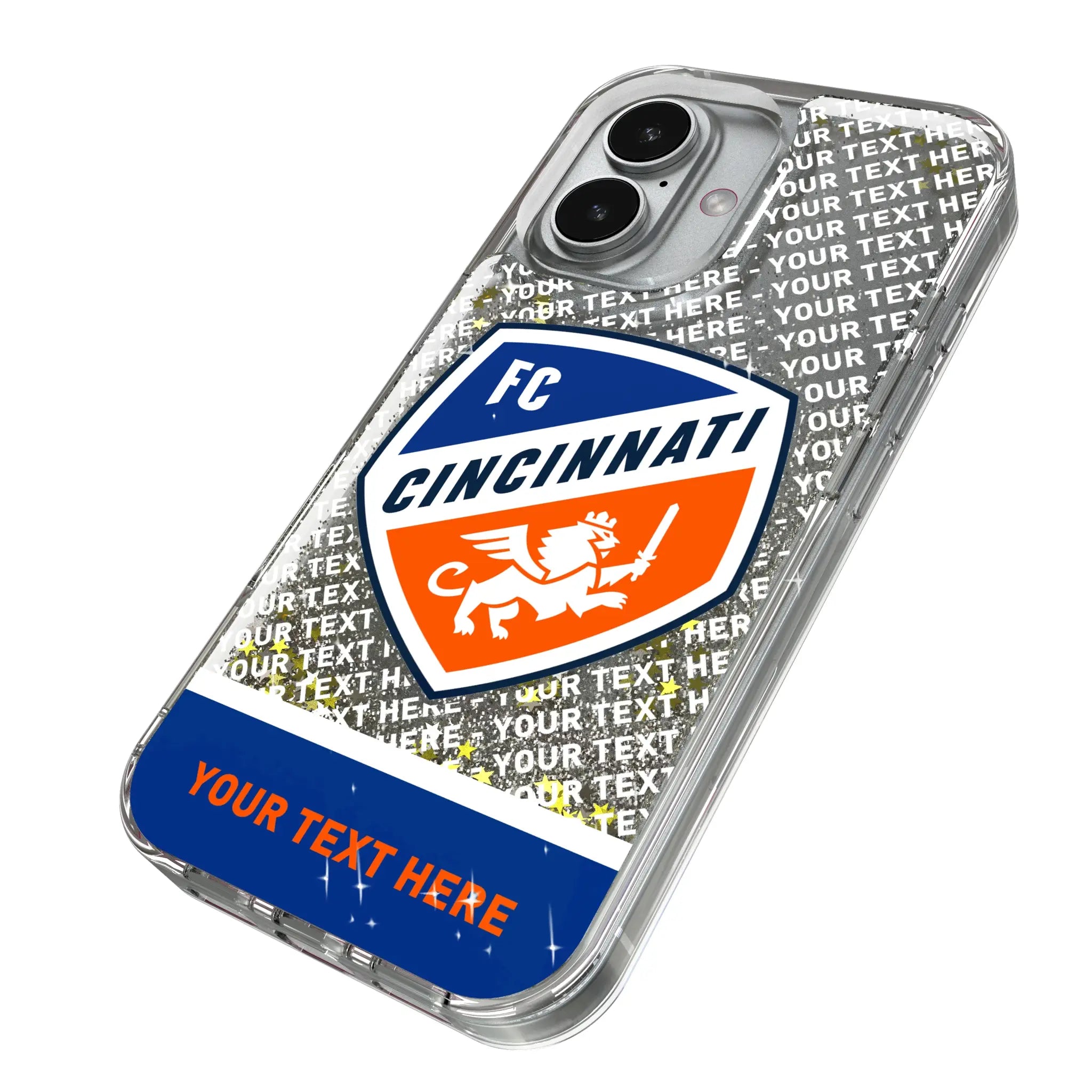 FC Cincinnati Personalized EndZone Plus iPhone Glitter Phone Case for Apple iPhone - Isometric View