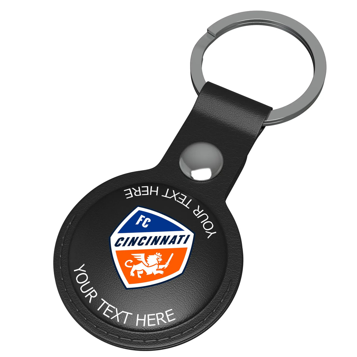FC Cincinnati Personalized Insignia AirTag Black Airtag Holder - Isometric View