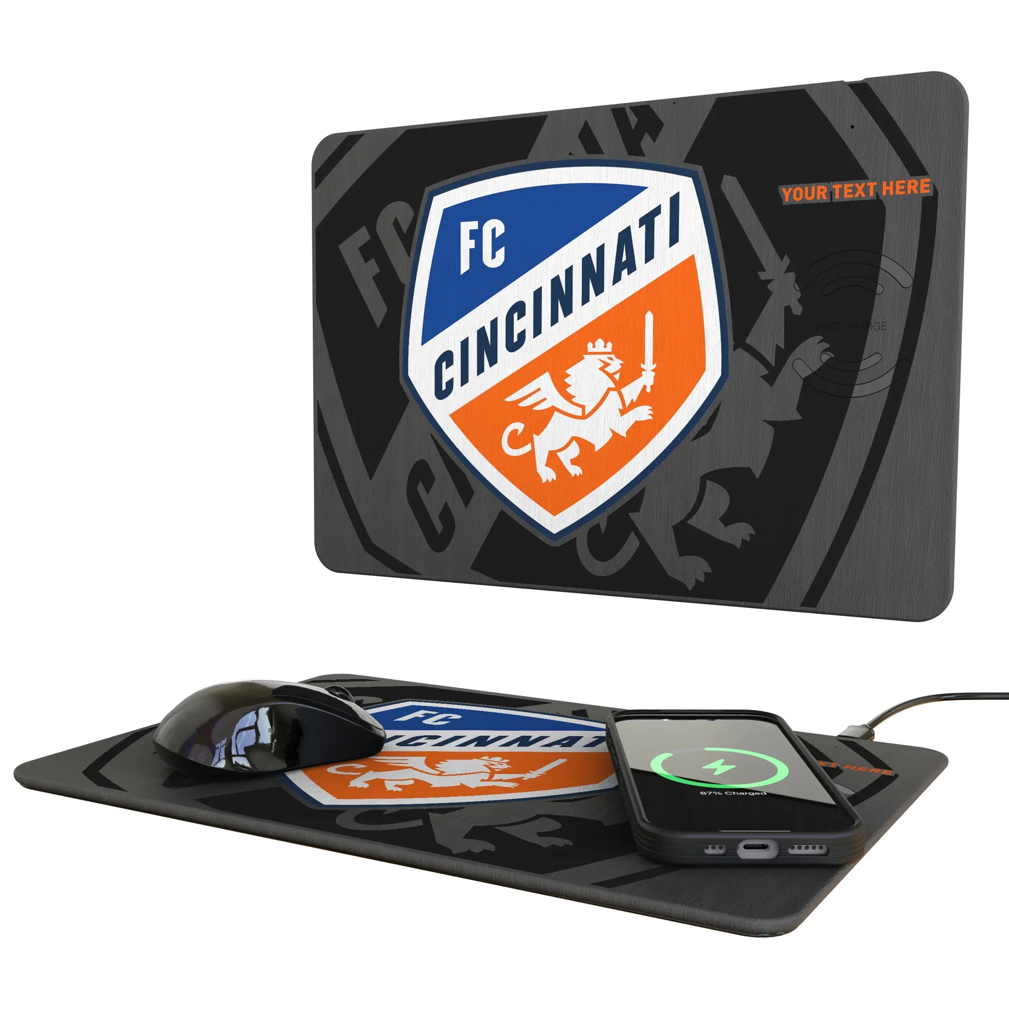 FC Cincinnati Personalized Tilt 15-Watt Wireless Charger and Mouse Pad