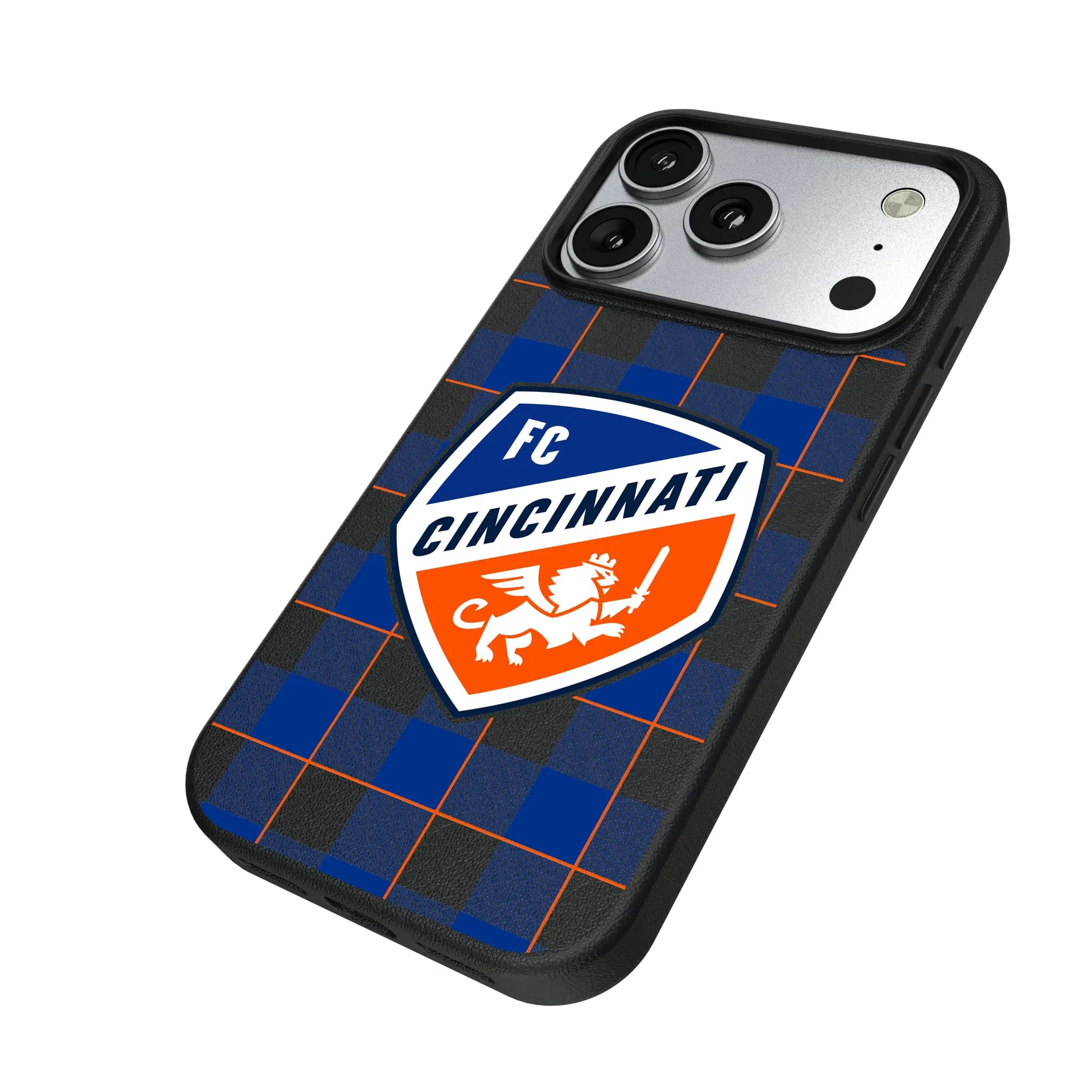 FC Cincinnati Plaid iPhone MagSafe Compatible Phone Case for Apple iPhone - Isometric View#Device_iPhone 17 Pro