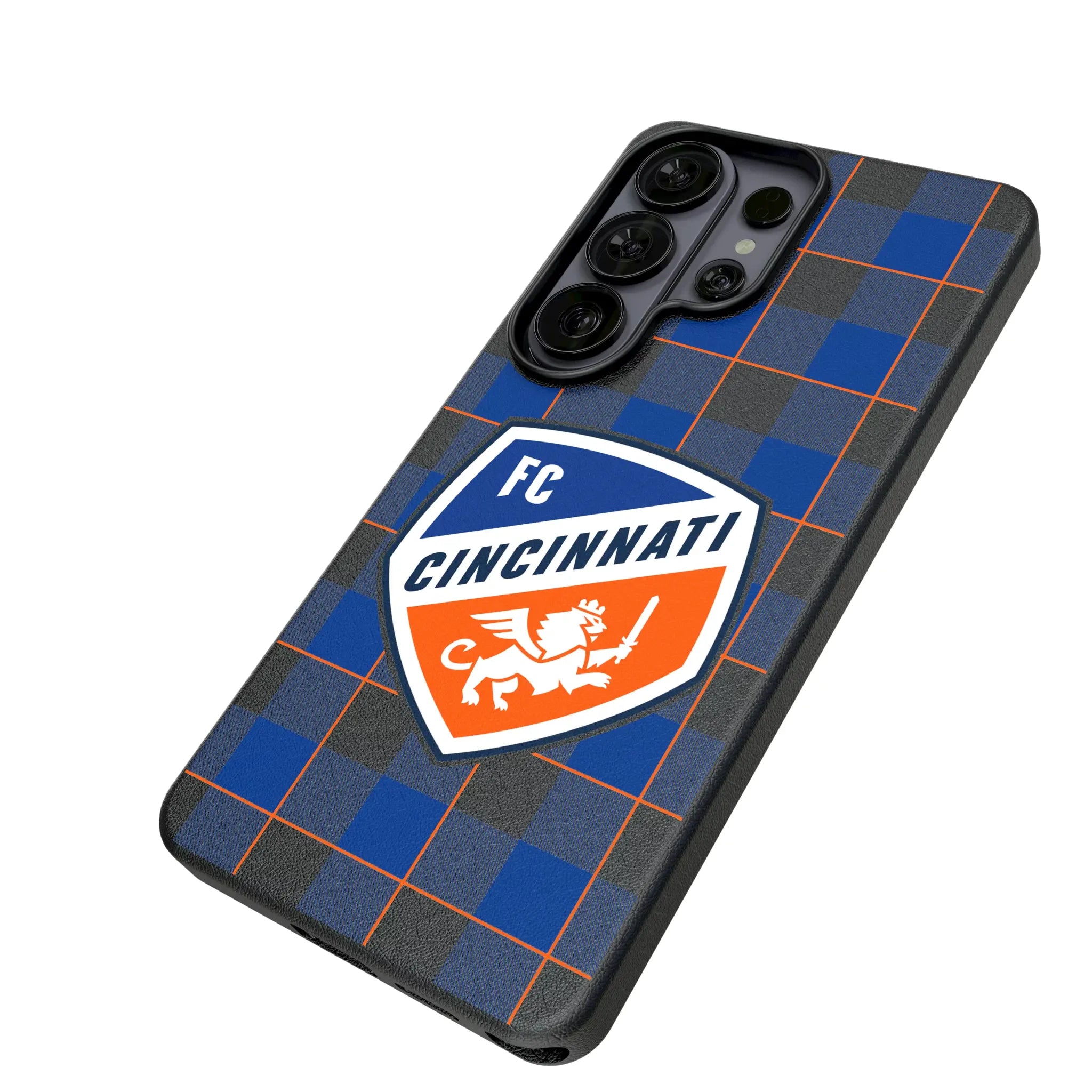 FC Cincinnati Plaid Galaxy MagSafe Compatible Phone Case for Samsung Galaxy - Isometric View#Device_Galaxy S26 Ultra