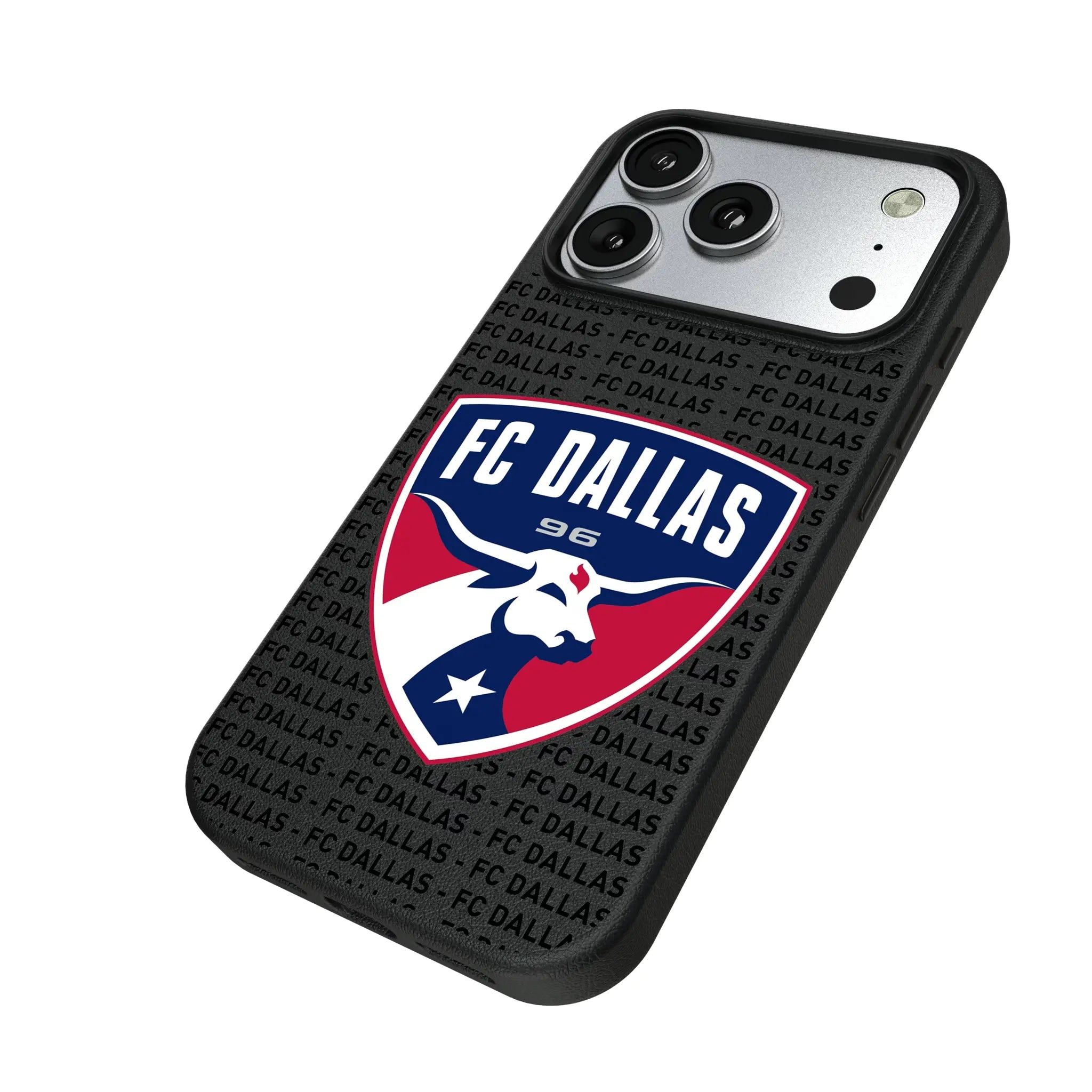 FC Dallas Text Backdrop iPhone MagSafe Compatible Phone Case for Apple iPhone - Isometric View#Device_iPhone 17 Pro