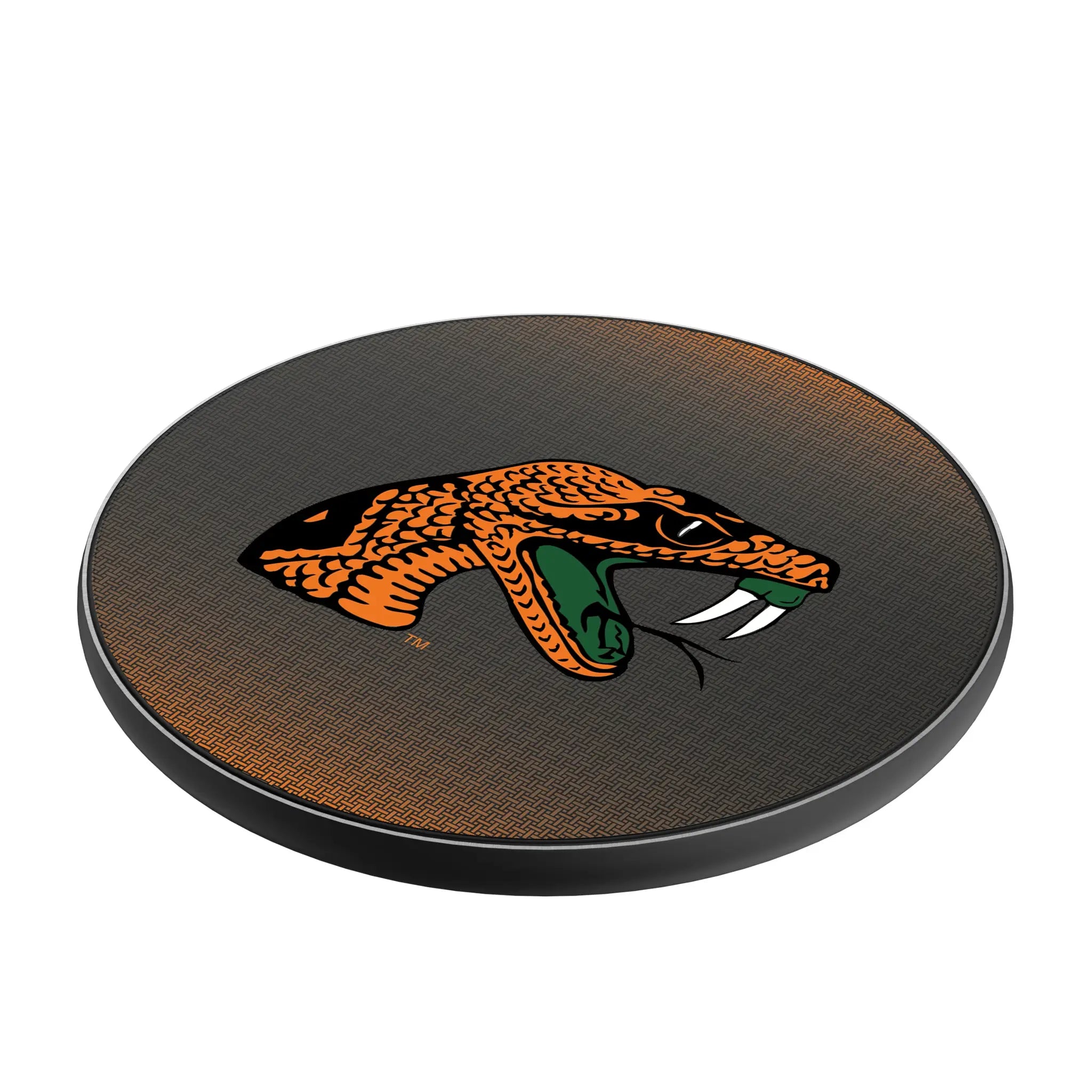 Florida A&M University Rattlers Linen 15-Watt Wireless Charger - Isometric View