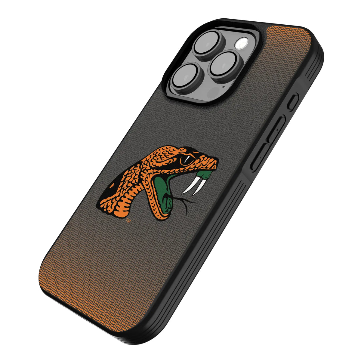 Florida A&M University Rattlers Linen iPhone Bump Phone Case for Apple iPhone - Isometric View