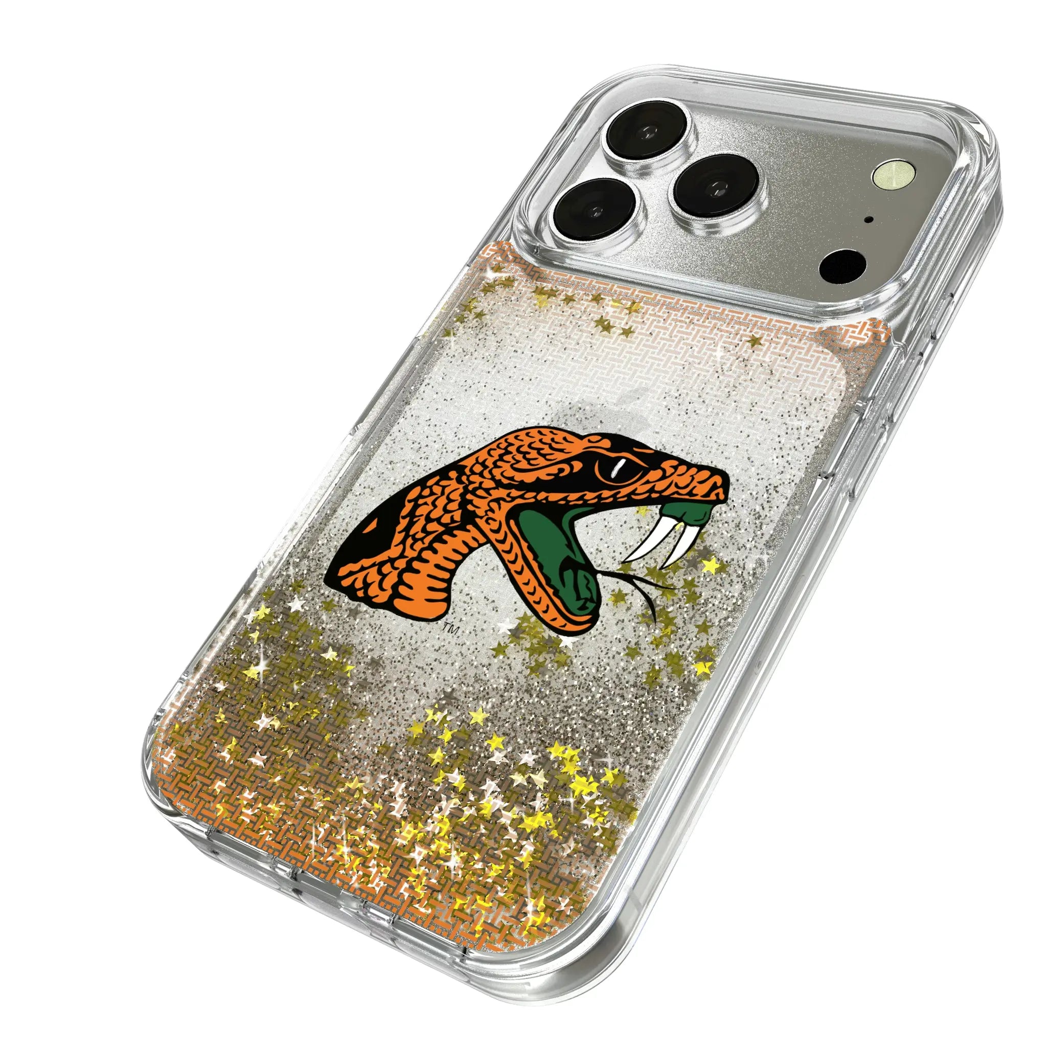 Florida A&M University Rattlers Linen iPhone Glitter Phone Case for Apple iPhone - Isometric View