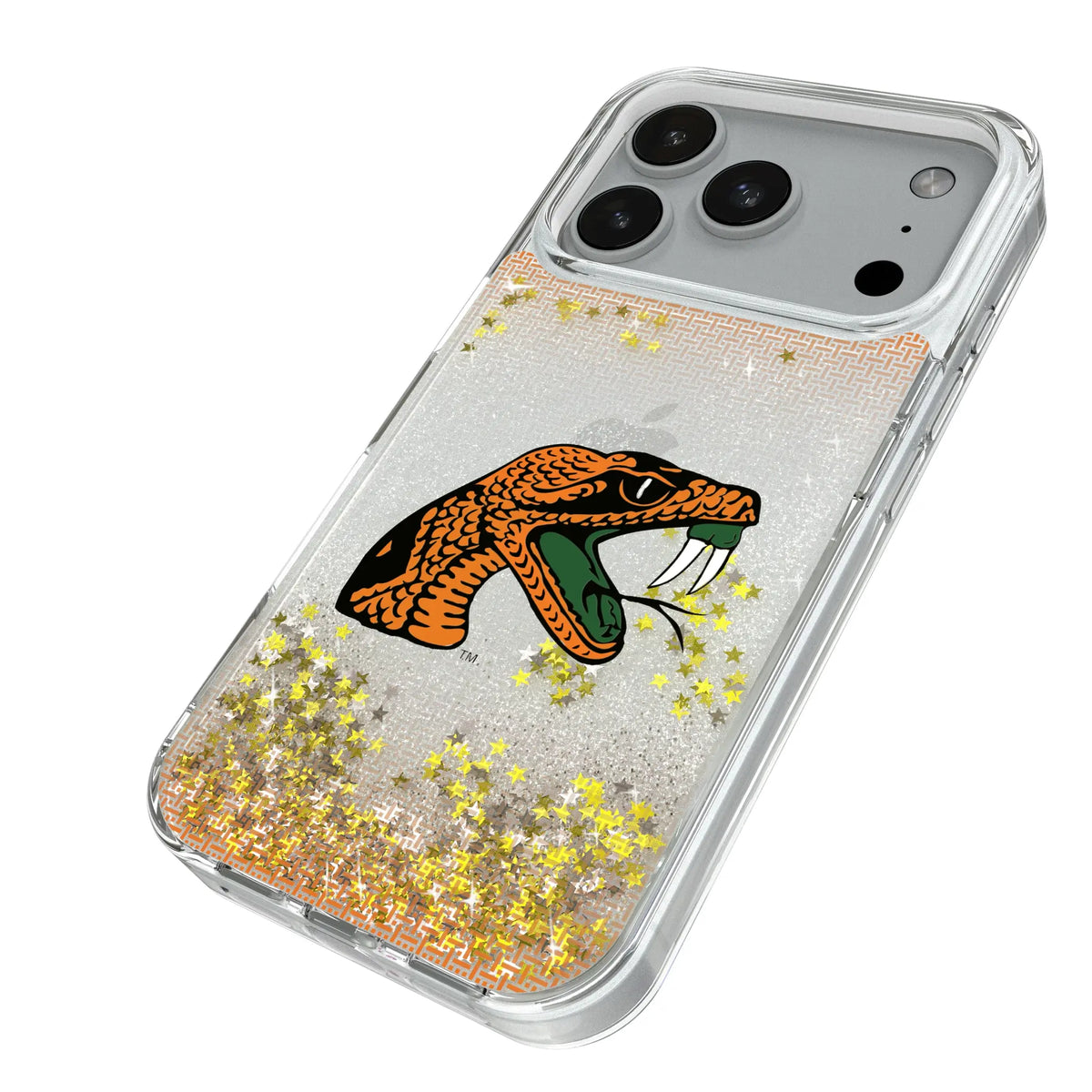 Florida A&M University Rattlers Linen iPhone Glitter Phone Case for Apple iPhone - Isometric View#Device_iPhone 18 Pro