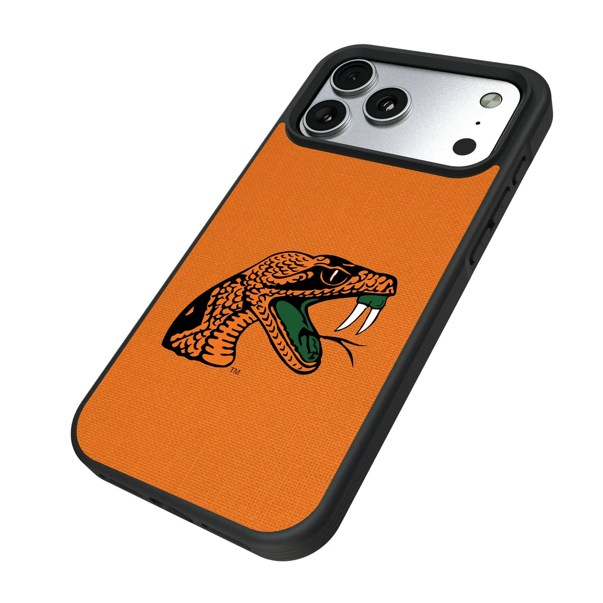 Florida A&M University Rattlers Solid iPhone Bump Phone Case for Apple iPhone - Isometric View#Device_iPhone 17 Pro Max