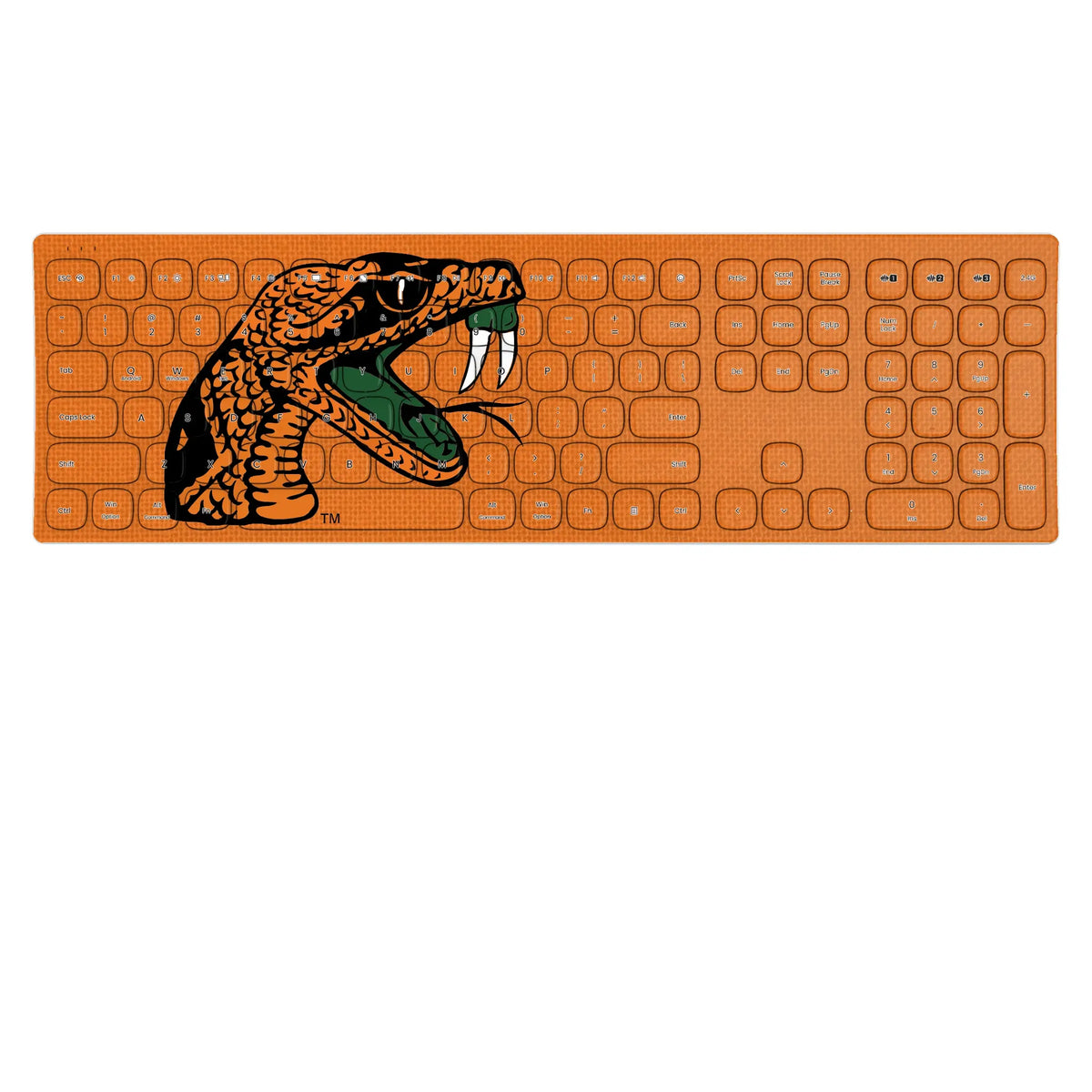 Florida A&M University Rattlers Solid KKB605 Curved Wireless Keyboard