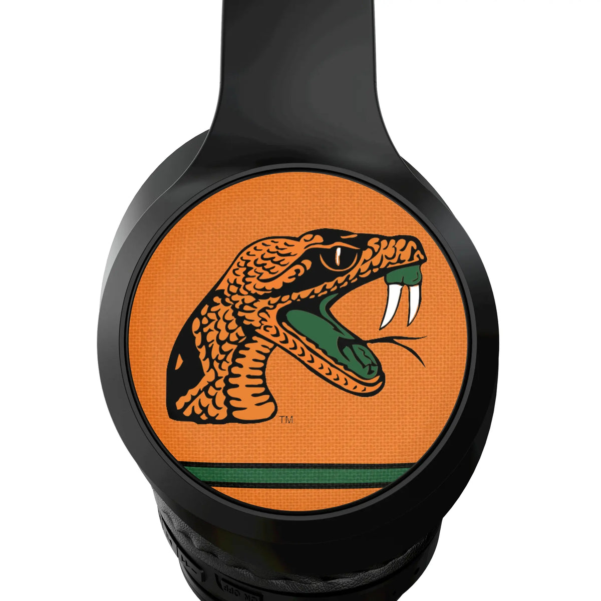 Florida A&M University Rattlers Stripe Wireless Over-Ear Headphones With Case - Detail