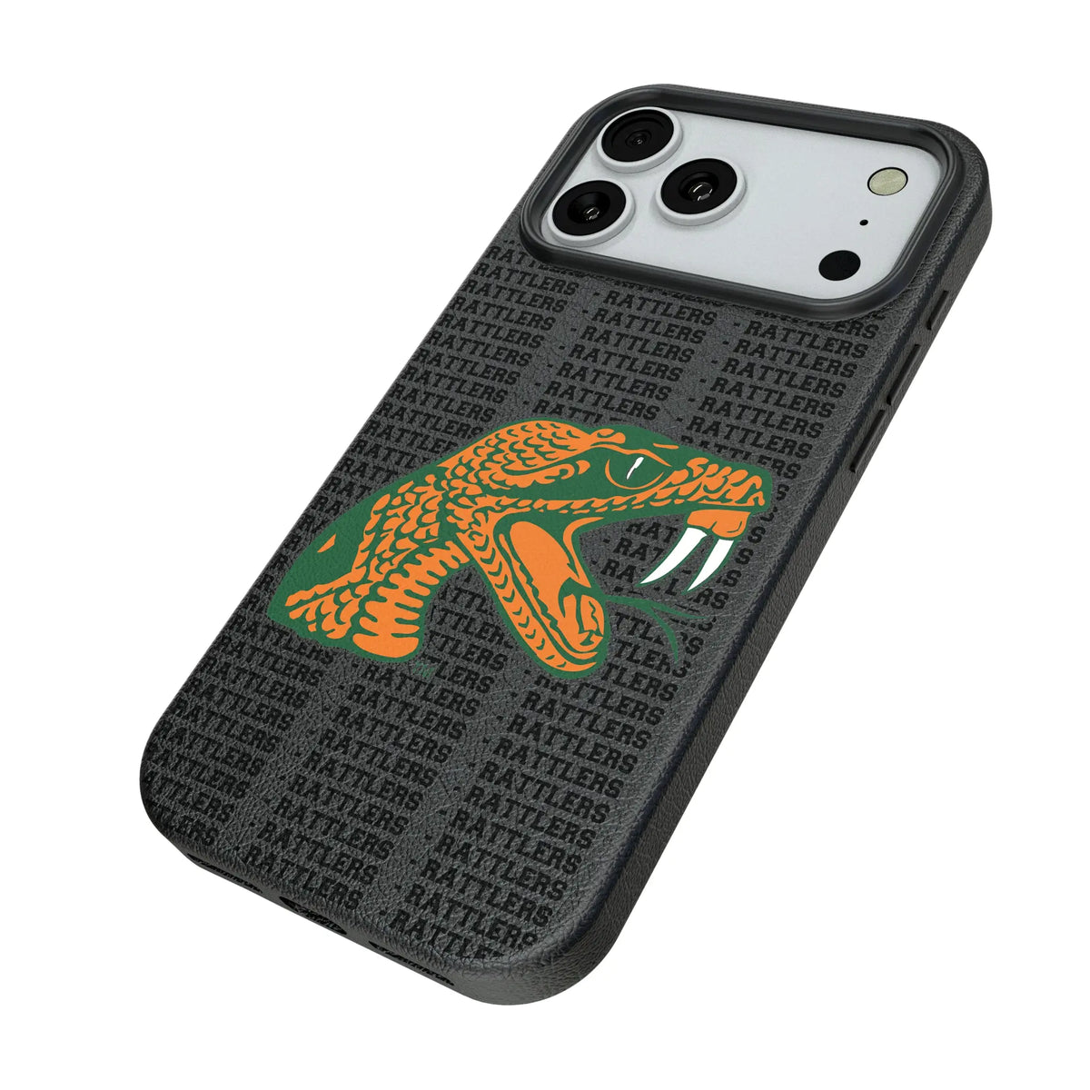 Florida A&M University Rattlers Text Backdrop iPhone MagSafe Compatible Phone Case for Apple iPhone - Isometric View#Device_iPhone 18 Pro Max