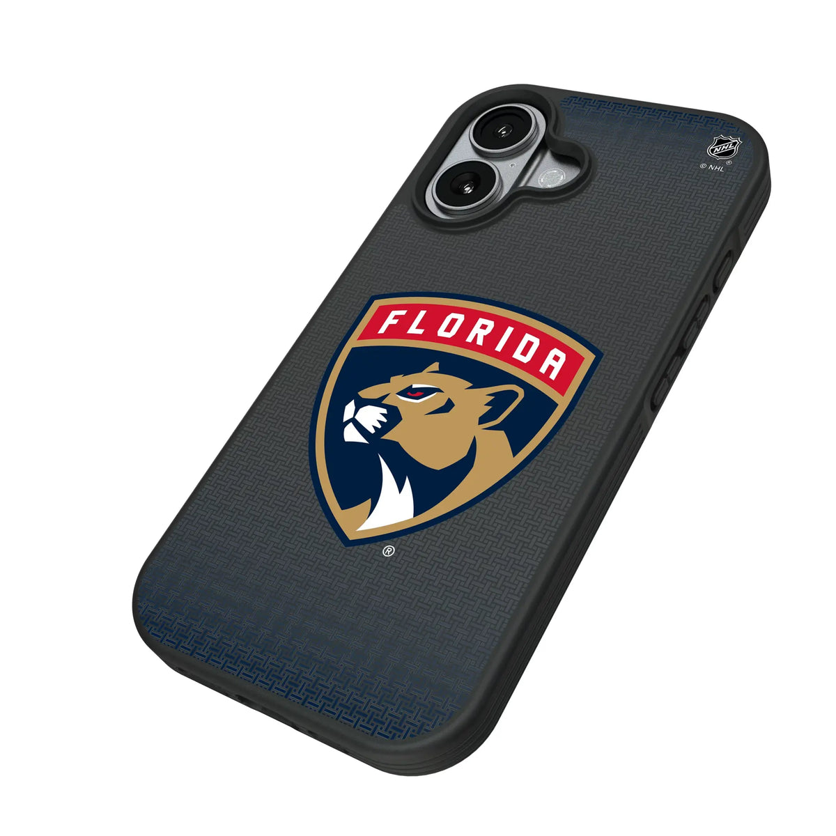 Florida Panthers Linen iPhone Bump Phone Case for Apple iPhone - Isometric View#Device_iPhone 17