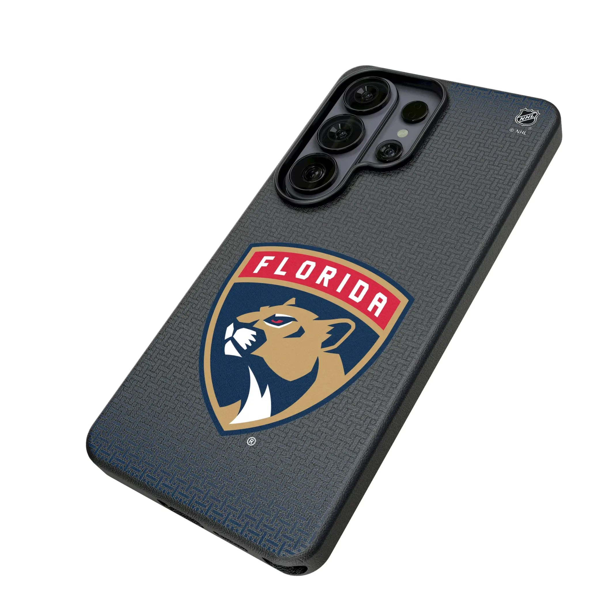Florida Panthers Linen Galaxy MagSafe Compatible Phone Case for Samsung Galaxy - Isometric View#Device_Galaxy S26 Ultra