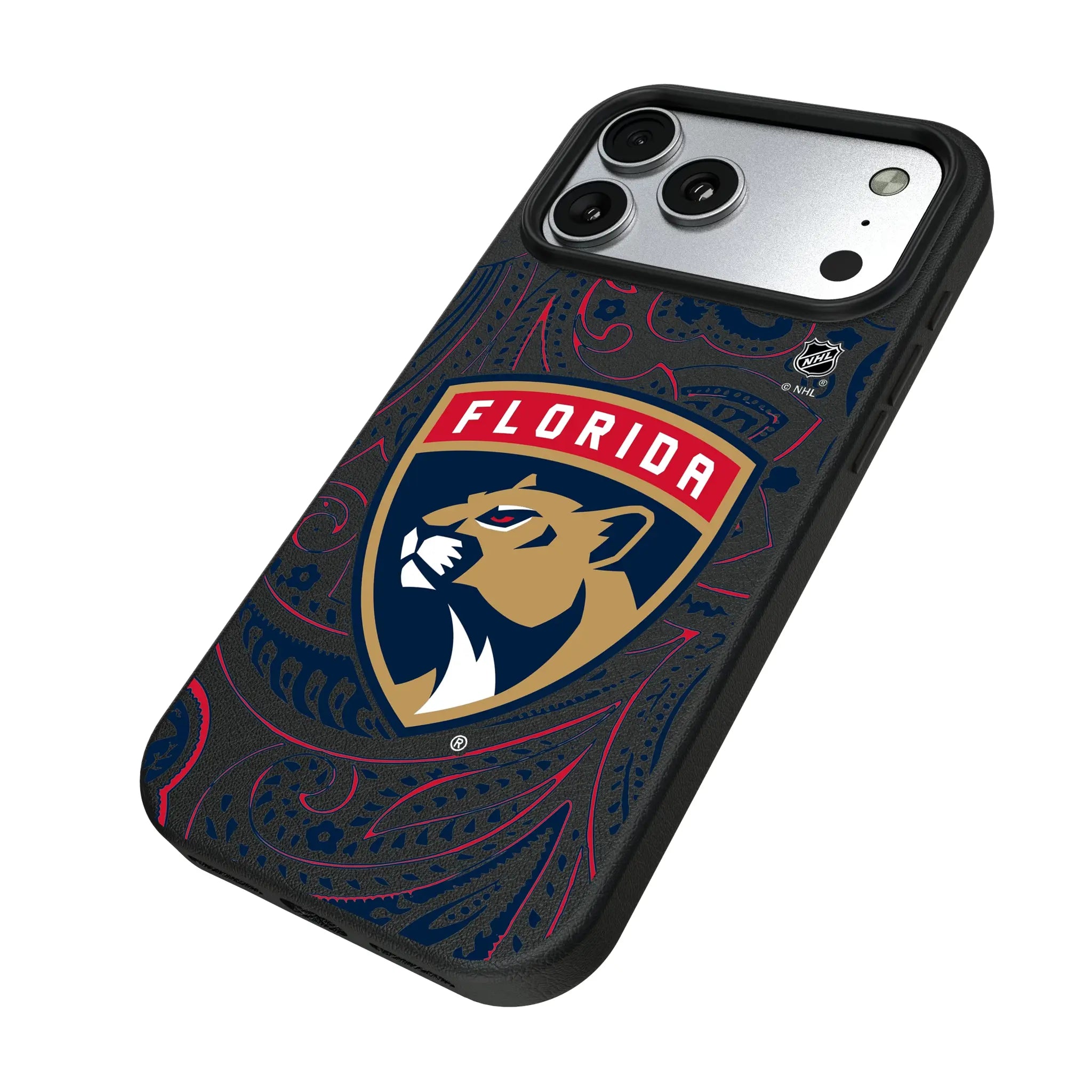Florida Panthers Paisley iPhone MagSafe Compatible Phone Case for Apple iPhone - Isometric View#Device_iPhone 17 Pro Max