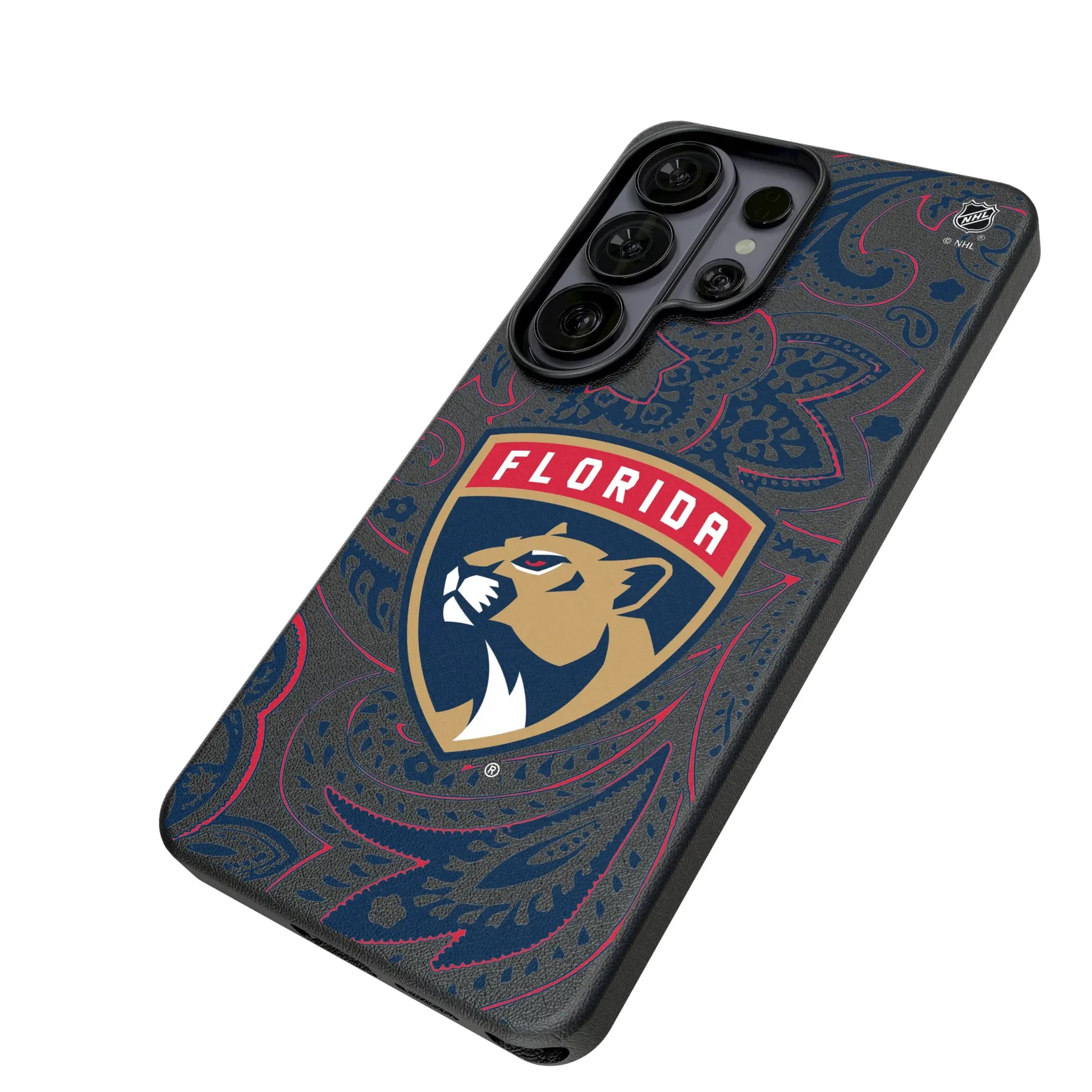 Florida Panthers Paisley Galaxy MagSafe Compatible Phone Case for Samsung Galaxy - Isometric View#Device_Galaxy S26 Ultra
