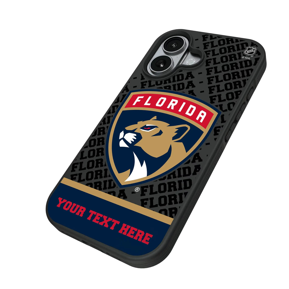 Florida Panthers Personalized EndZone Plus iPhone Bump Phone Case for Apple iPhone - Isometric View#Device_iPhone 17