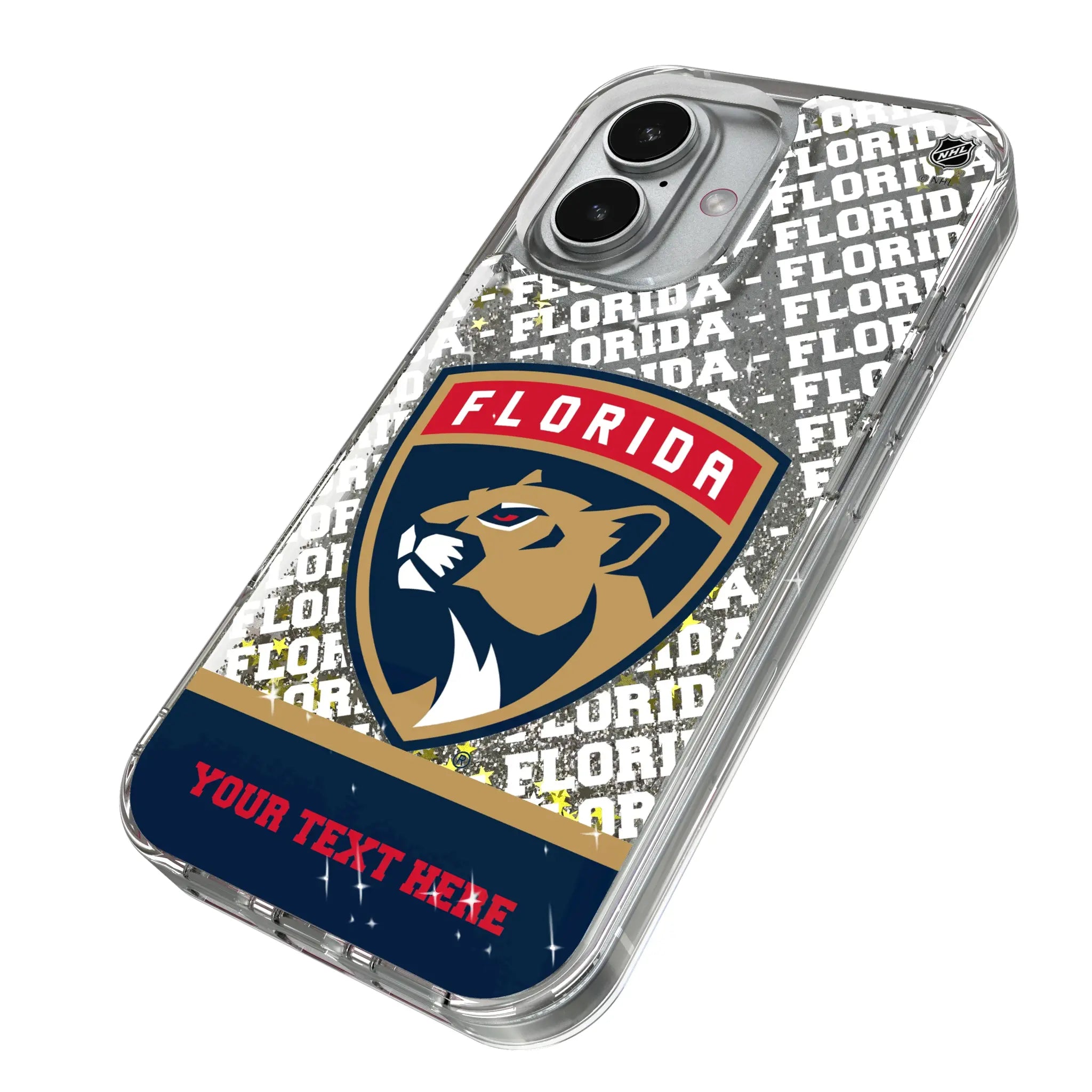 Florida Panthers Personalized EndZone Plus iPhone Glitter Phone Case for Apple iPhone - Isometric View