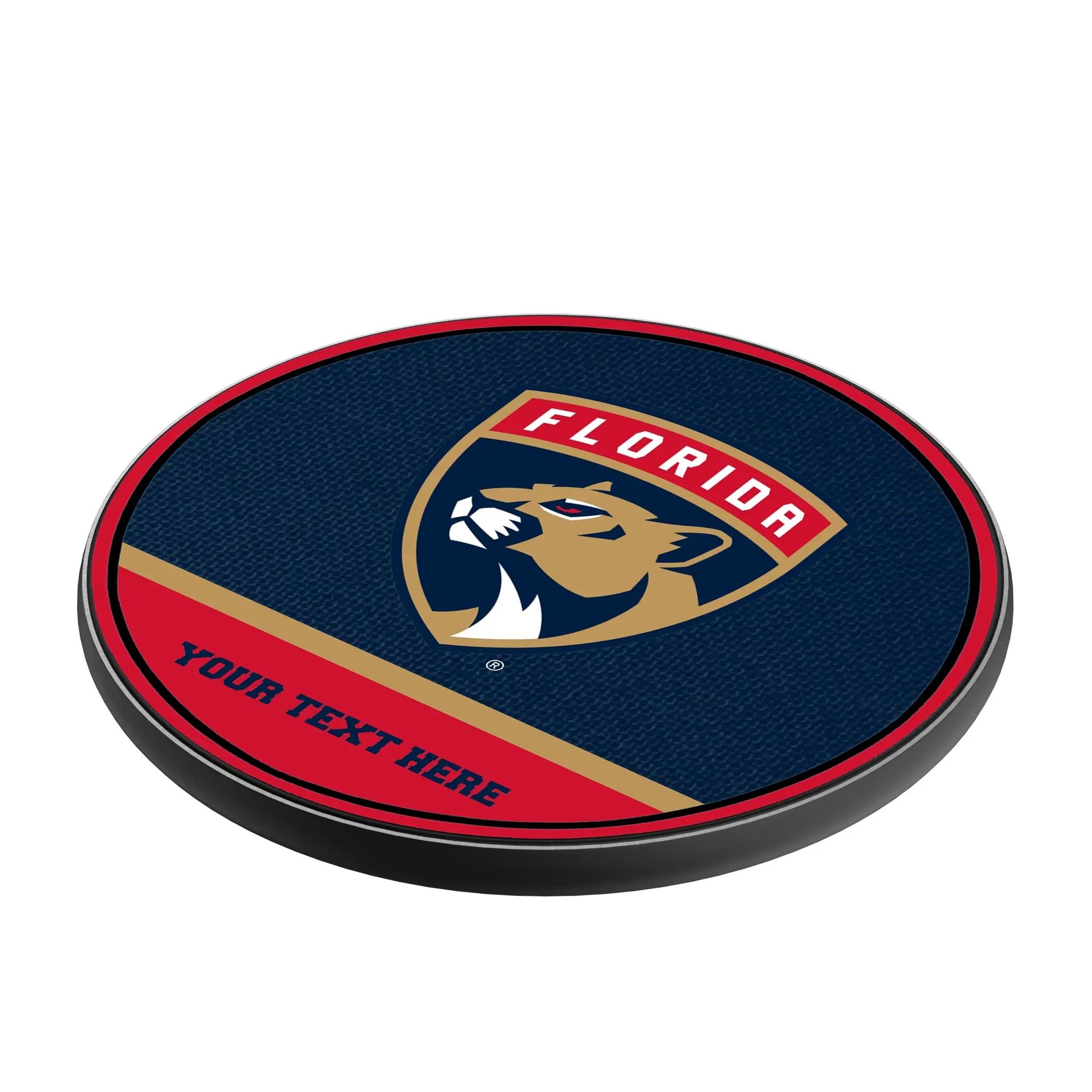 Florida Panthers Personalized Endzone Solid 15-Watt Wireless Charger - Isometric View