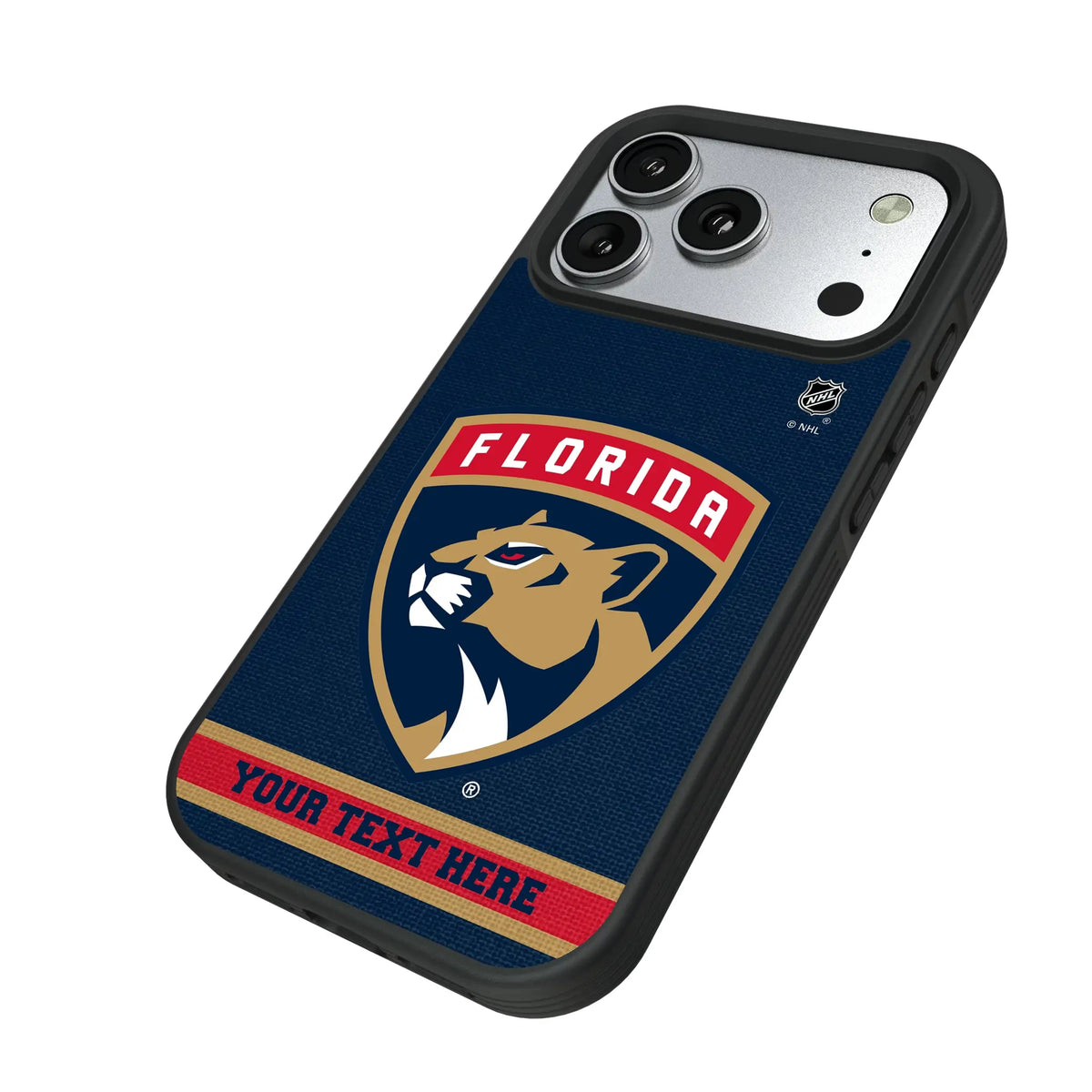 Florida Panthers Personalized Stripe iPhone Bump Phone Case for Apple iPhone - Isometric View#Device_iPhone 17 Pro