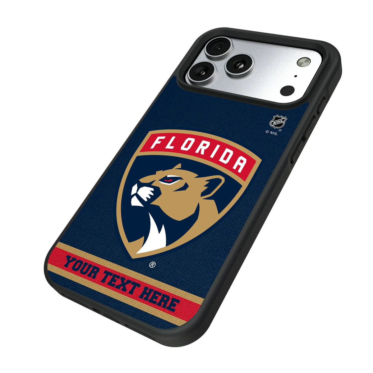 Florida Panthers Personalized Stripe iPhone Bump Phone Case for Apple iPhone - Isometric View#Device_iPhone 17 Pro Max