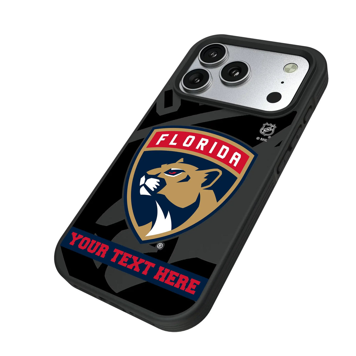 Florida Panthers Personalized Tilt iPhone Bump Phone Case for Apple iPhone - Isometric View#Device_iPhone 17 Pro