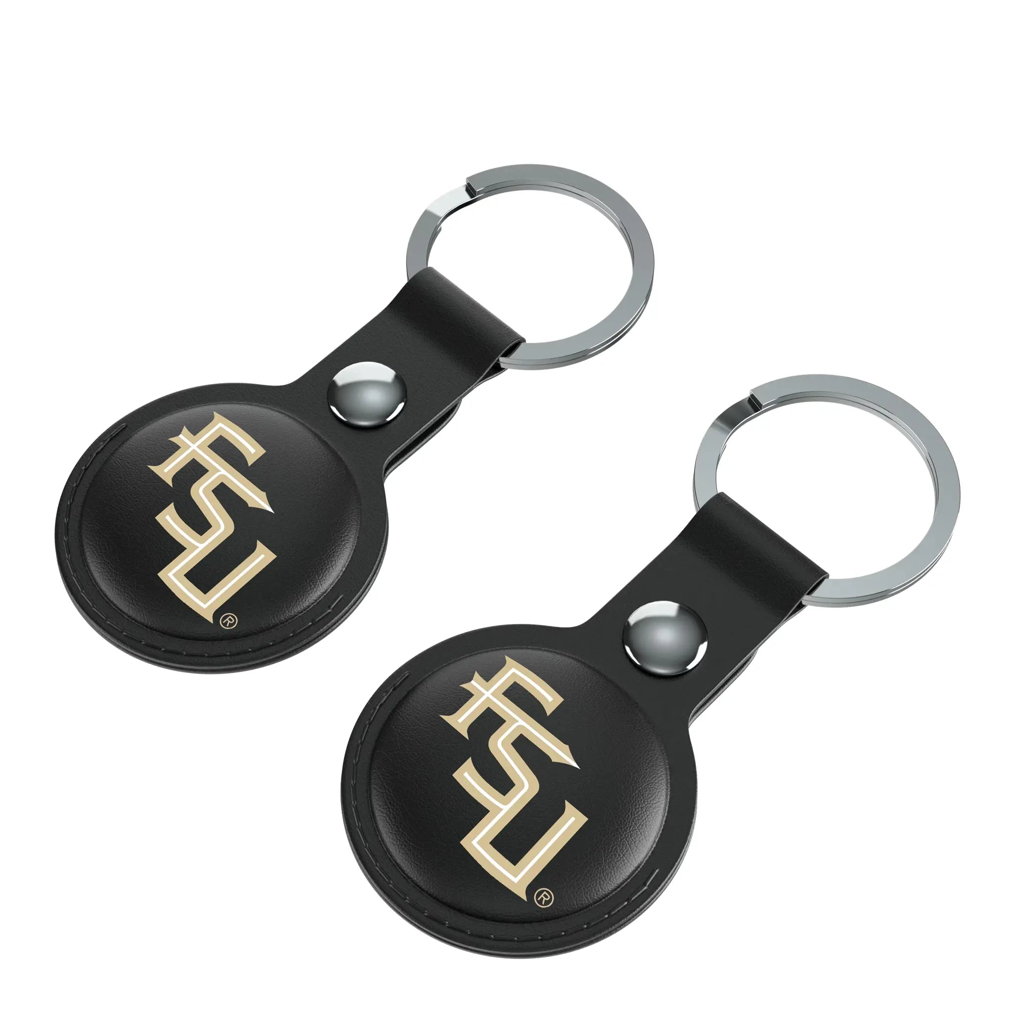 Florida State University Seminoles Athletic Wordmark Insignia AirTag Black Airtag Holder 2-Pack - Isometric View