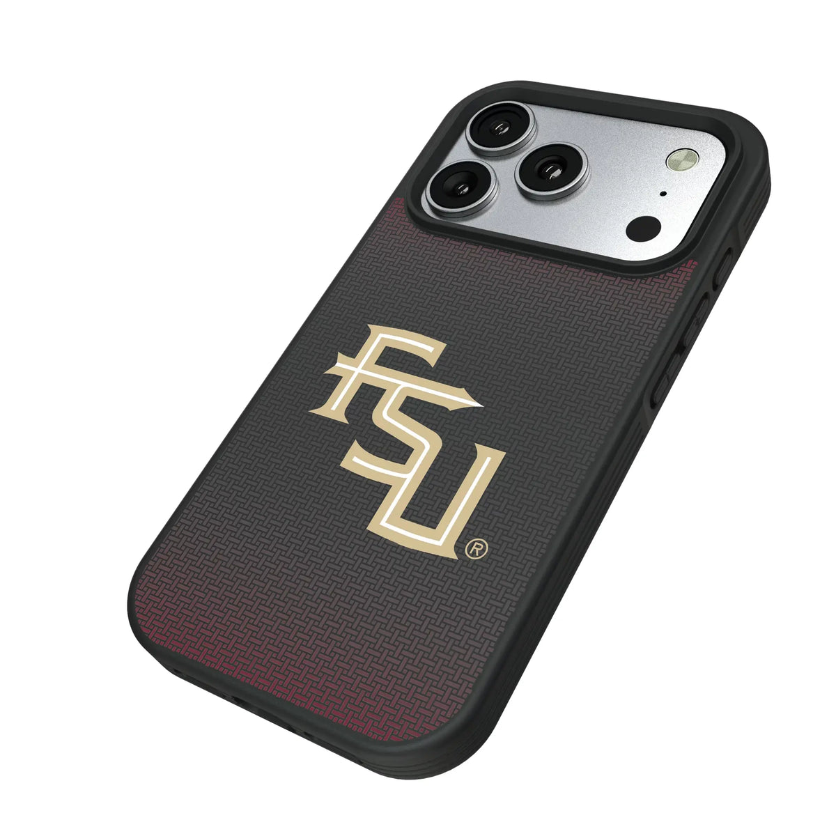 Florida State University Seminoles Athletic Wordmark Linen iPhone Bump Phone Case for Apple iPhone - Isometric View#Device_iPhone 17 Pro
