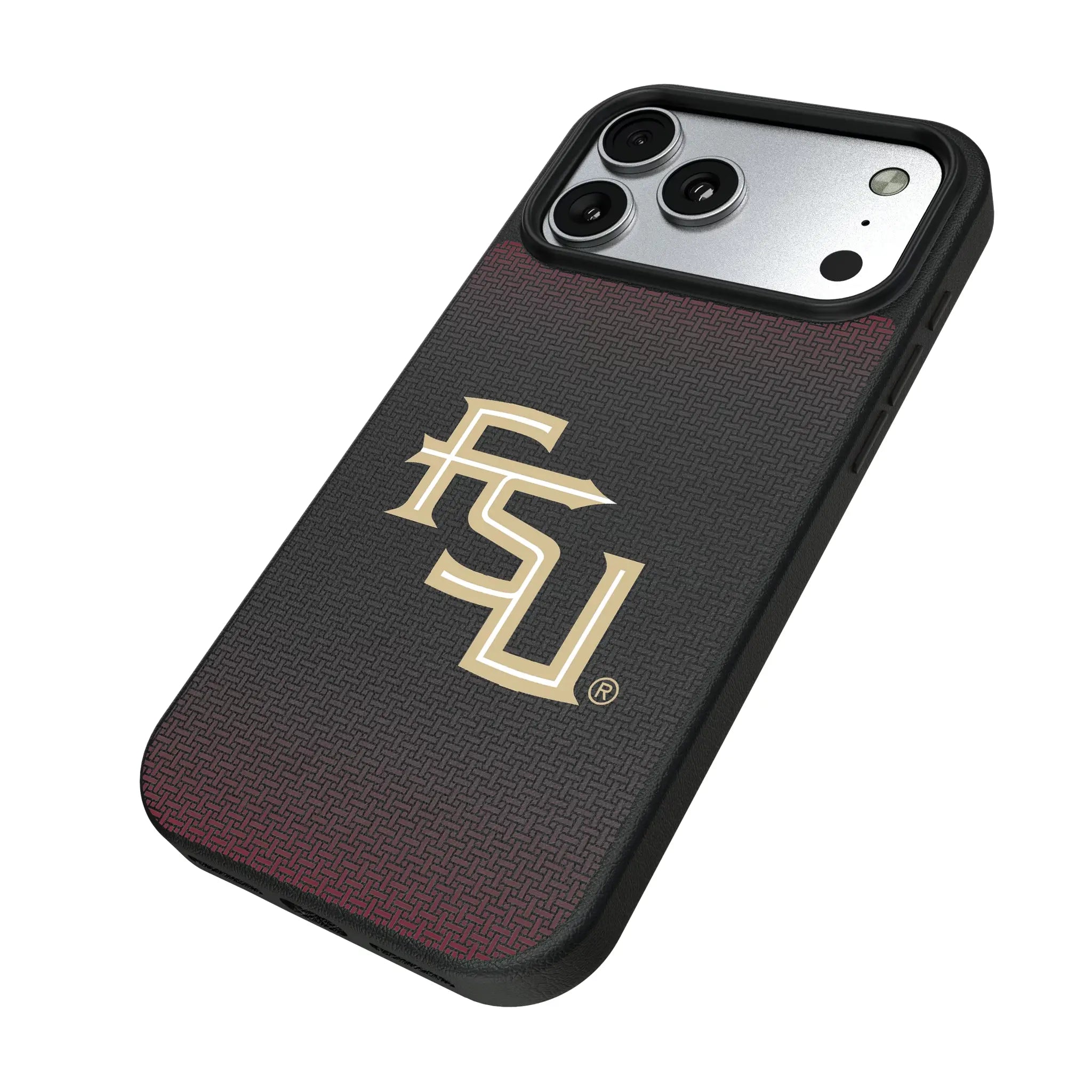 Florida State University Seminoles Athletic Wordmark Linen iPhone MagSafe Compatible Phone Case for Apple iPhone - Isometric View#Device_iPhone 17 Pro Max