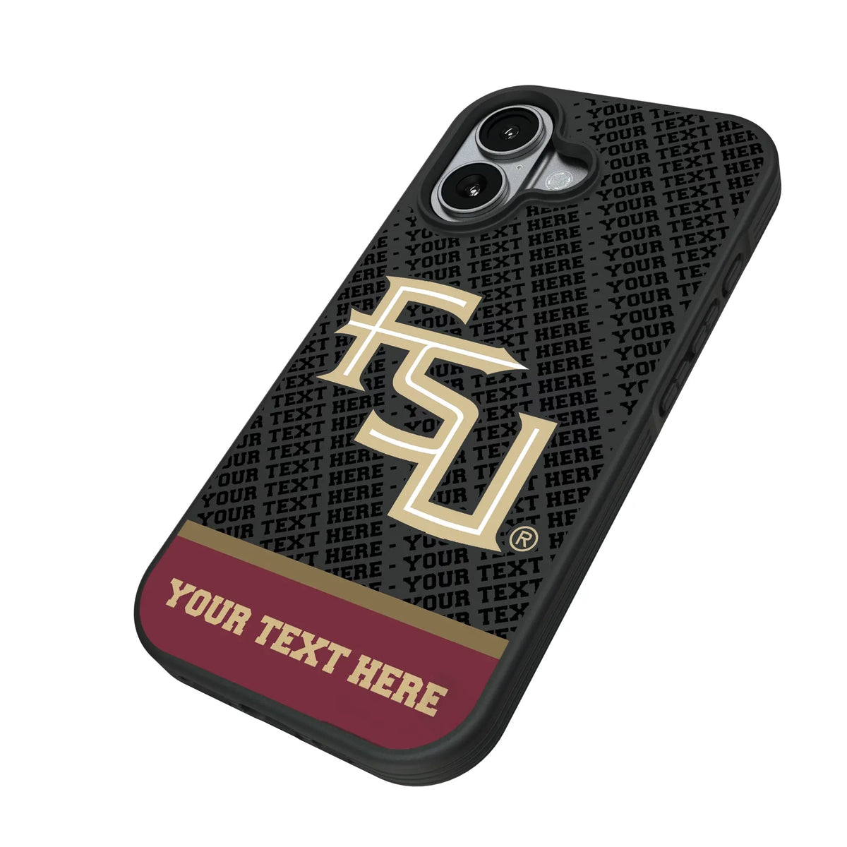 Florida State University Seminoles Athletic Wordmark Personalized EndZone Plus iPhone Bump Phone Case for Apple iPhone - Isometric View#Device_iPhone 17